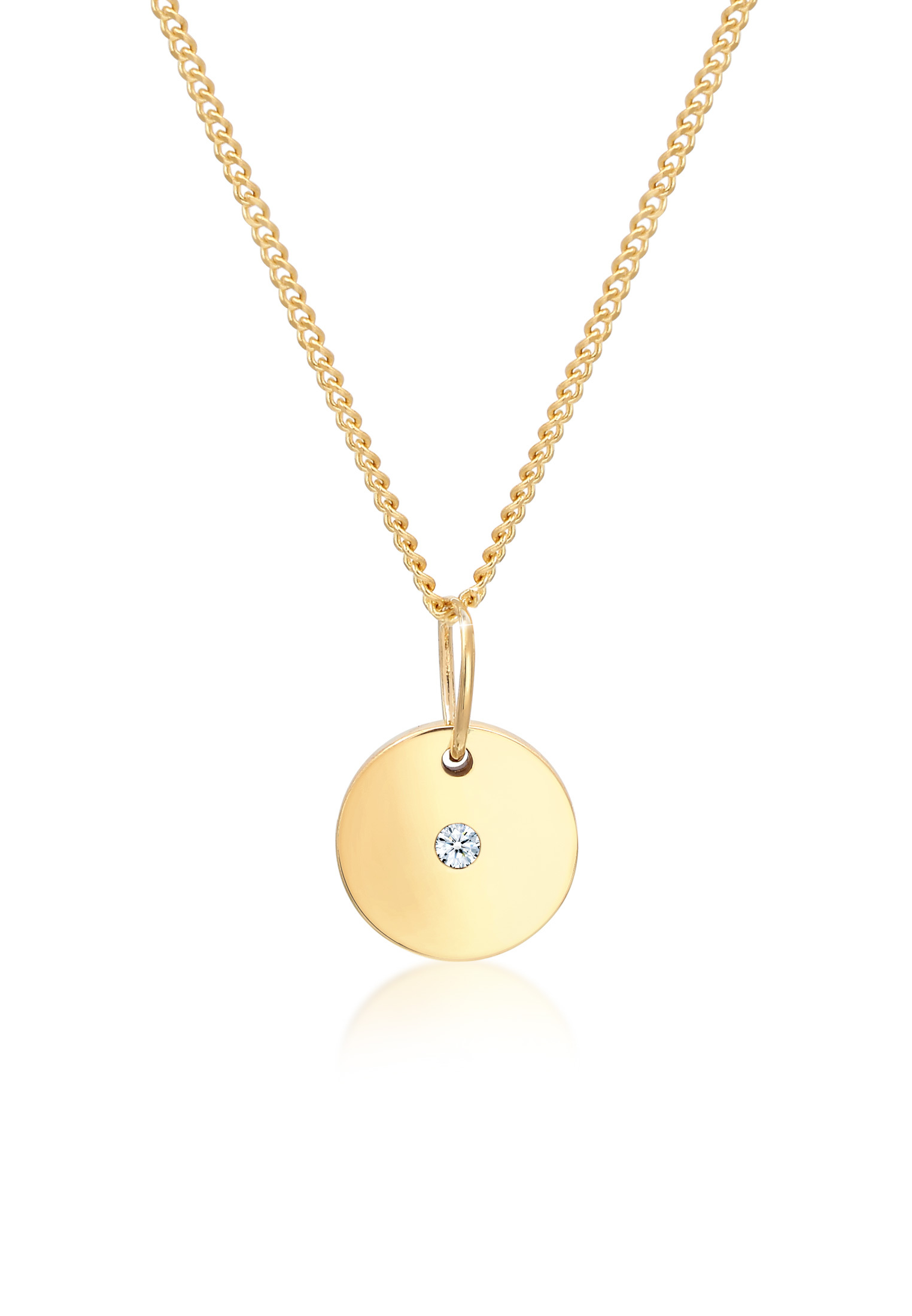 Halskette Kreis | Diamant ( Weiß, 0,015 ct ) | 585 Gelbgold