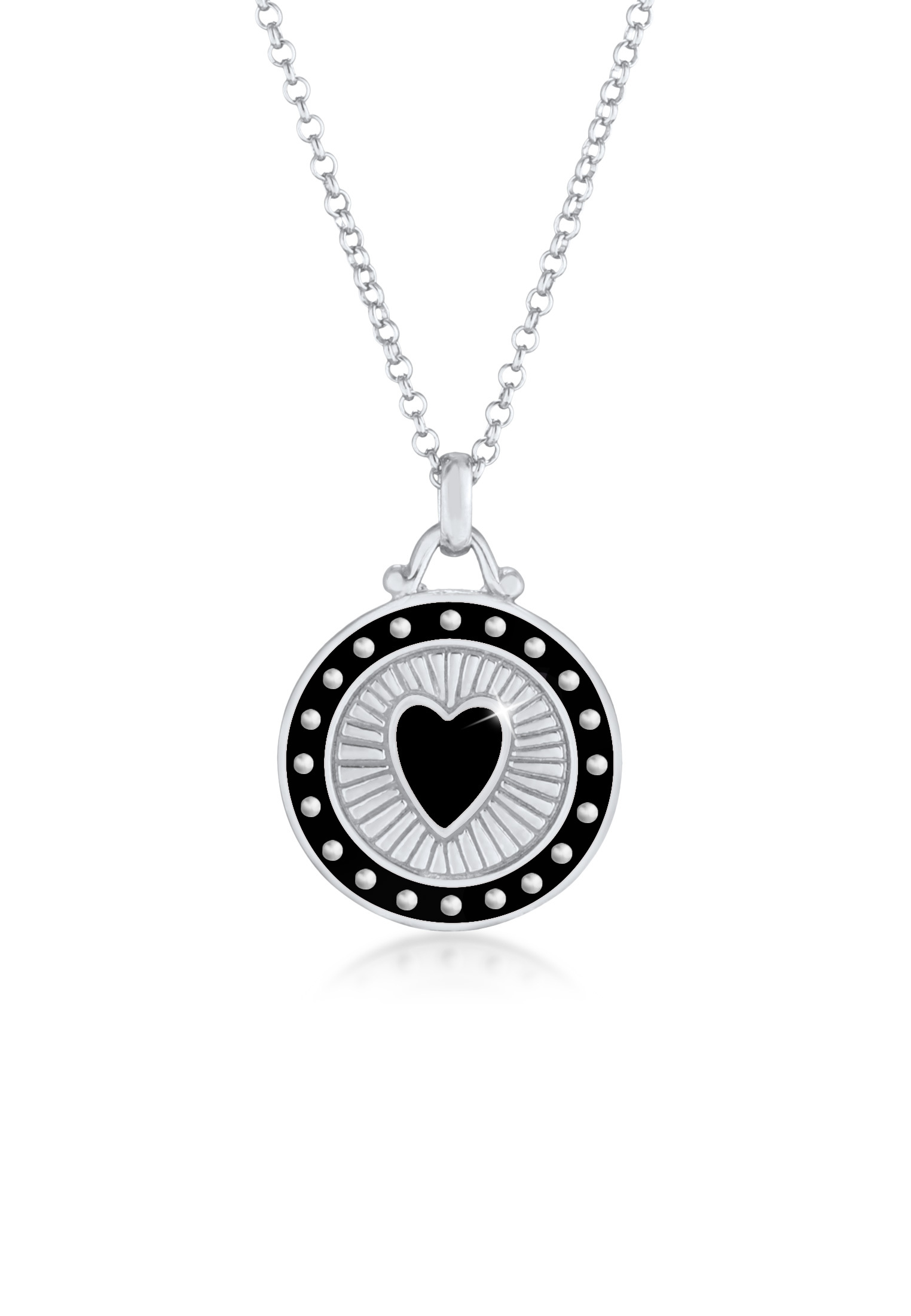 Halskette Herz Münze | Emaille | 925er Sterling Silber