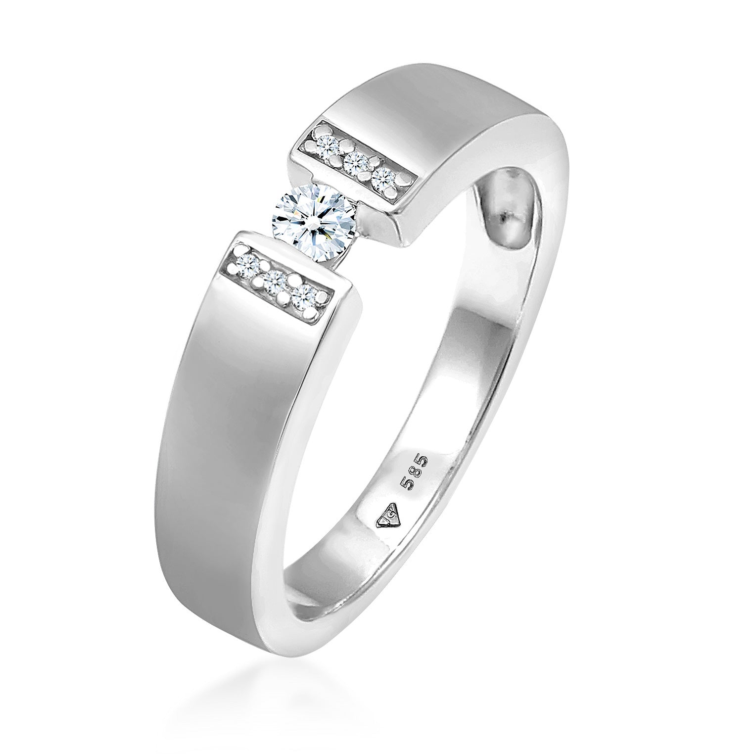 Verlobungsring | Diamant ( Weiß, 0,14 ct ) | 585 Weißgold