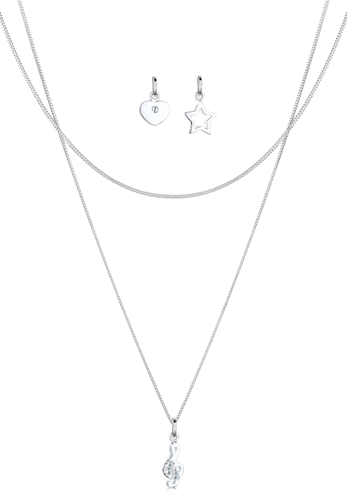 Halskettenset Herz | Kristall ( Weiß ) | 925er Sterling Silber