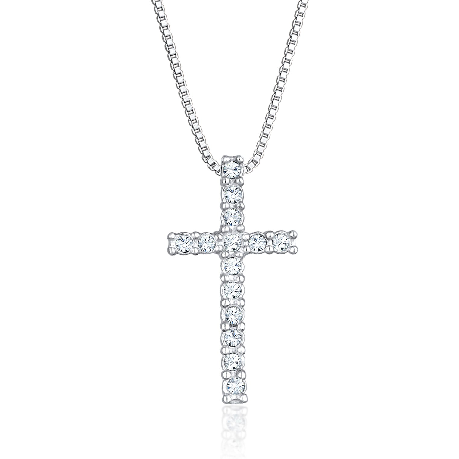 Halskette Kreuz | Kristalle (Weiß) | 925er Sterling Silber | Halsketten |  Herren | | JULIE & GRACE