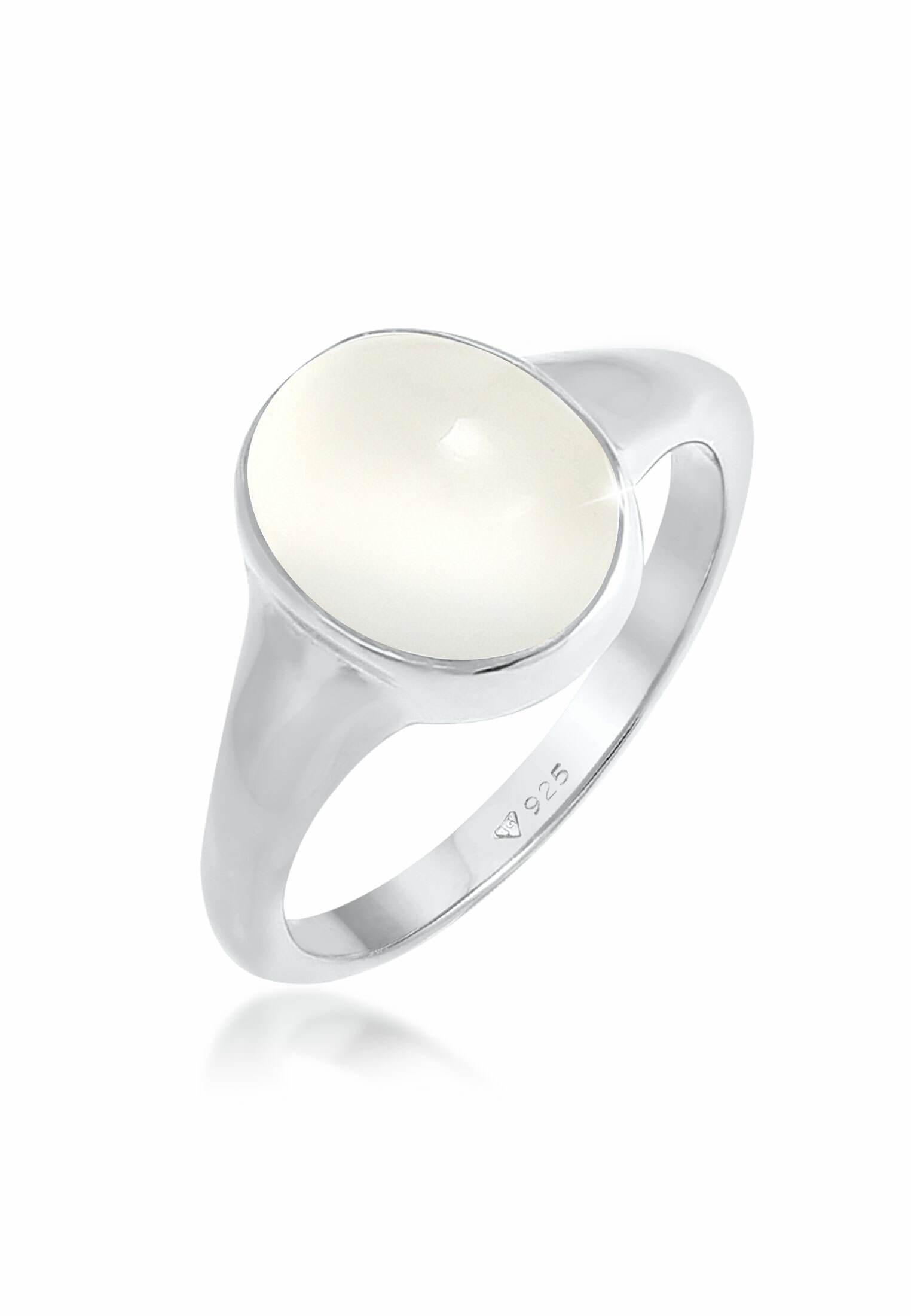 Siegelring | Mondstein ( Weiß ) | 925 Sterling Silber vergoldet