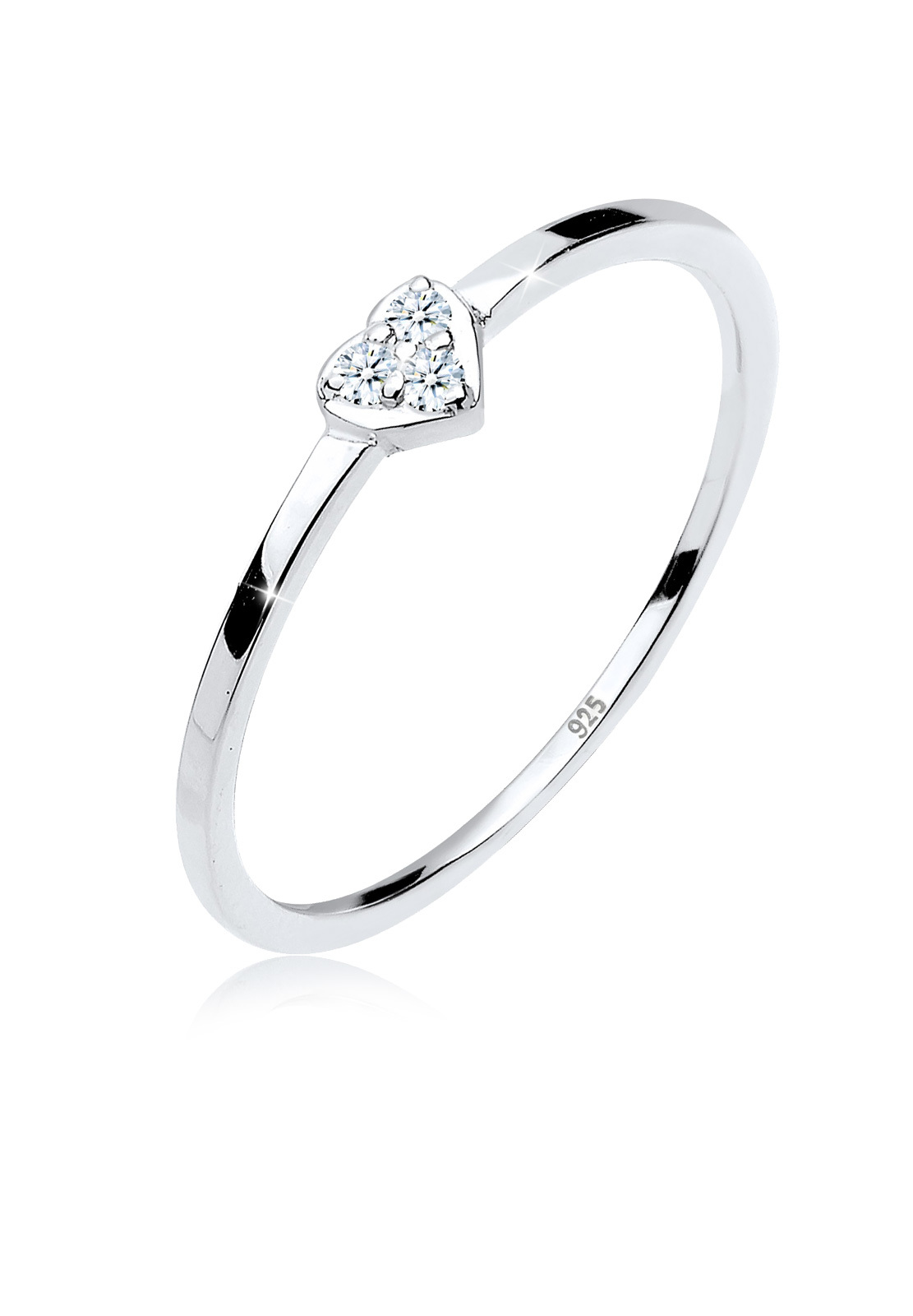 Verlobungsring Herz | Diamant ( Weiß, 0,045 ct ) | 925er Sterling Silber