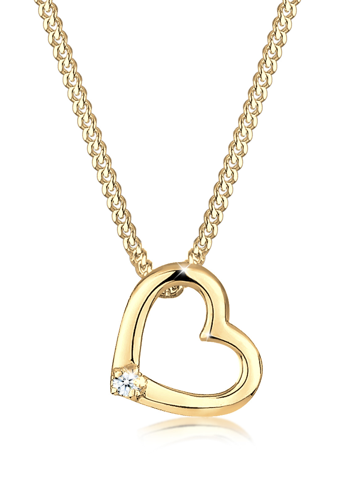 Halskette Herz | Diamant ( Weiß, 0,015 ct ) | 925er Sterling Silber