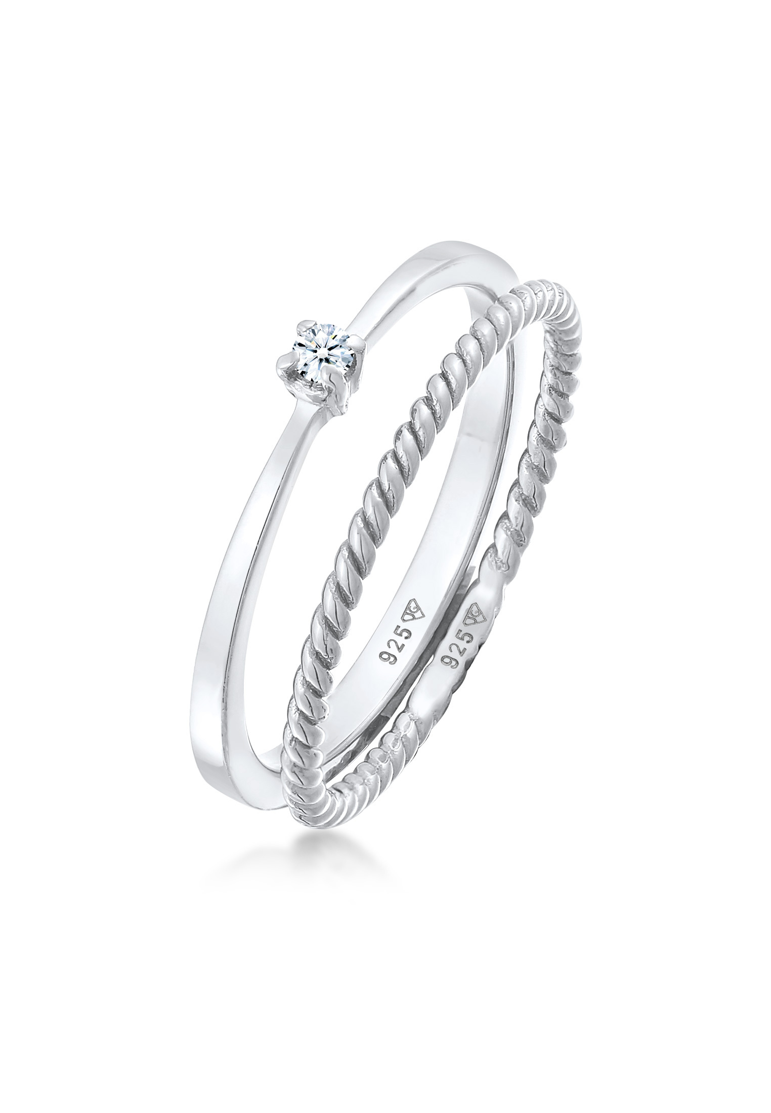 Ring-Set Verlobung | Diamant (weiß, 0.03 ct.) | 925er Sterling Silber