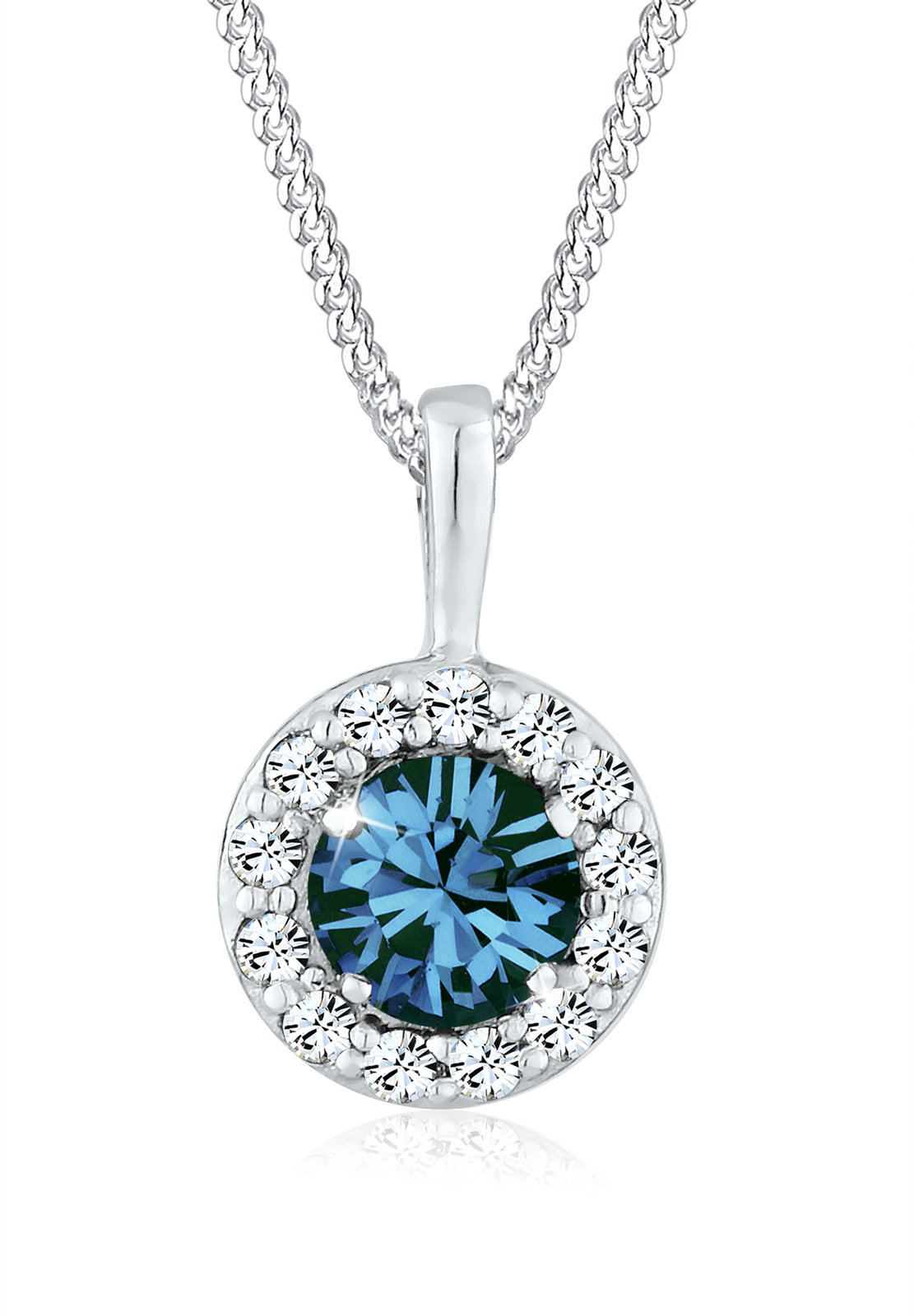 Halskette Kreis | Kristall ( Blau ) | 925er Sterling Silber
