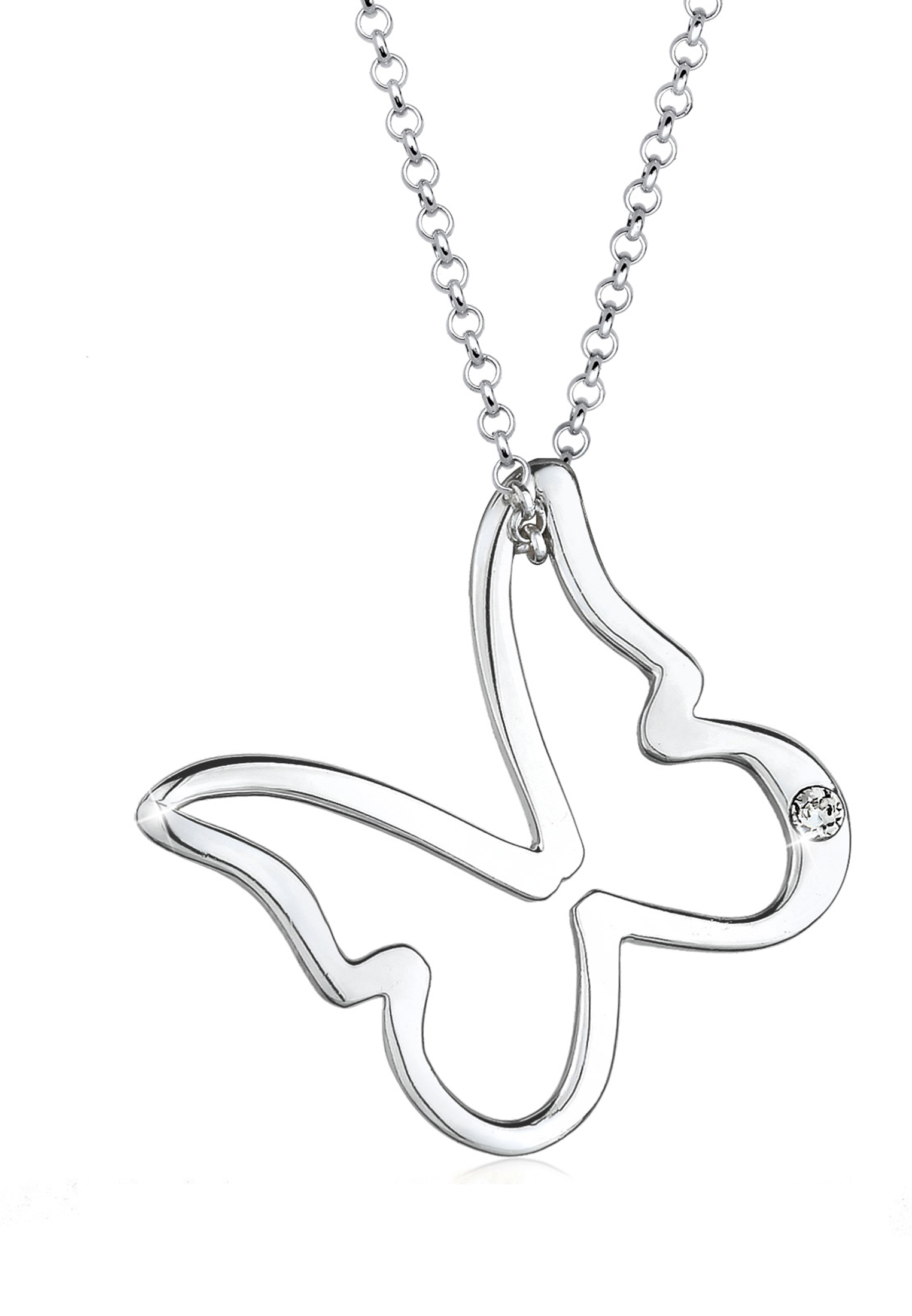 Halskette Schmetterling | Kristall ( Weiß ) | 925er Sterling Silber
