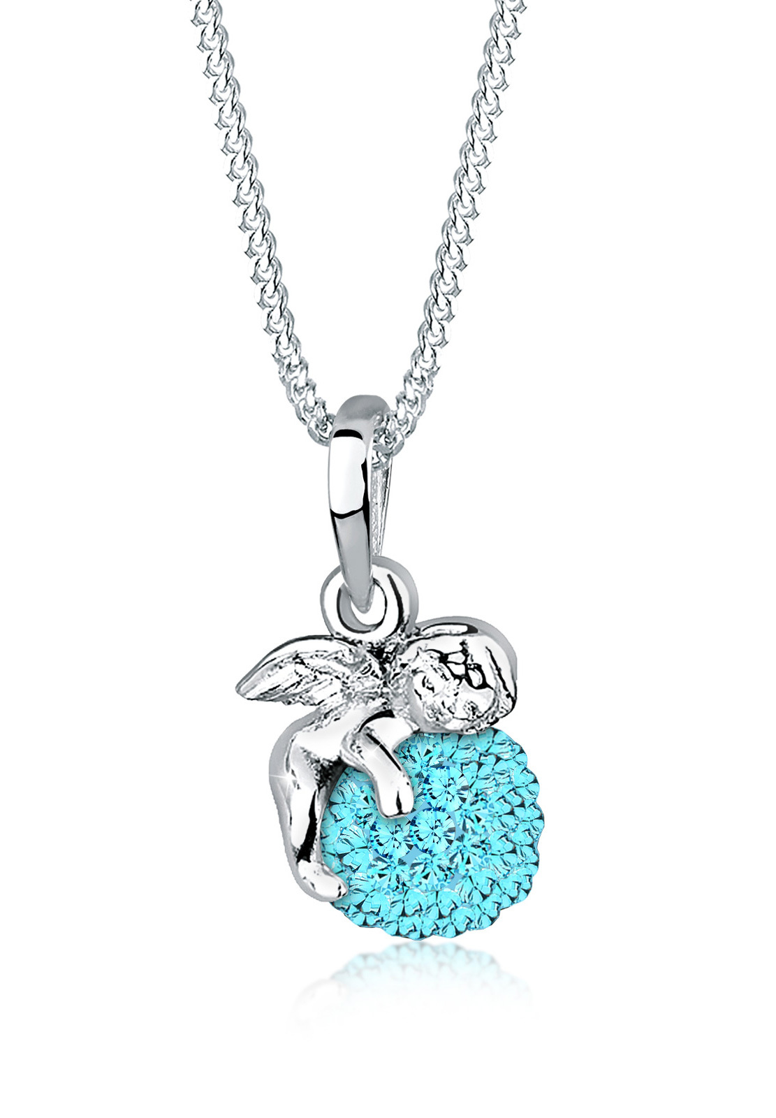 Halskette Engel | Kristall ( Hellblau ) | 925er Sterling Silber