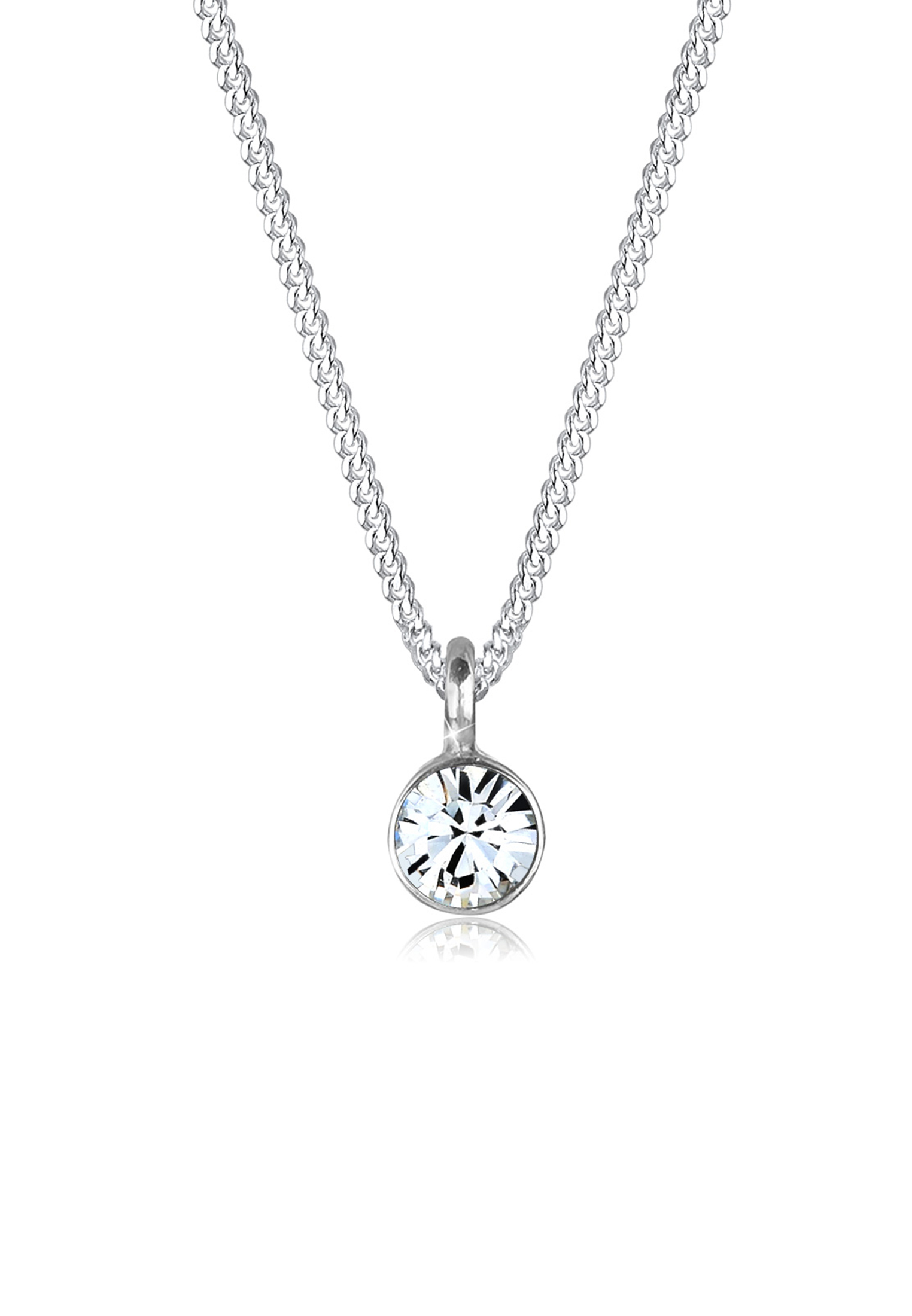 Halskette Solitär | Kristall ( Weiß ) | 925er Sterling Silber