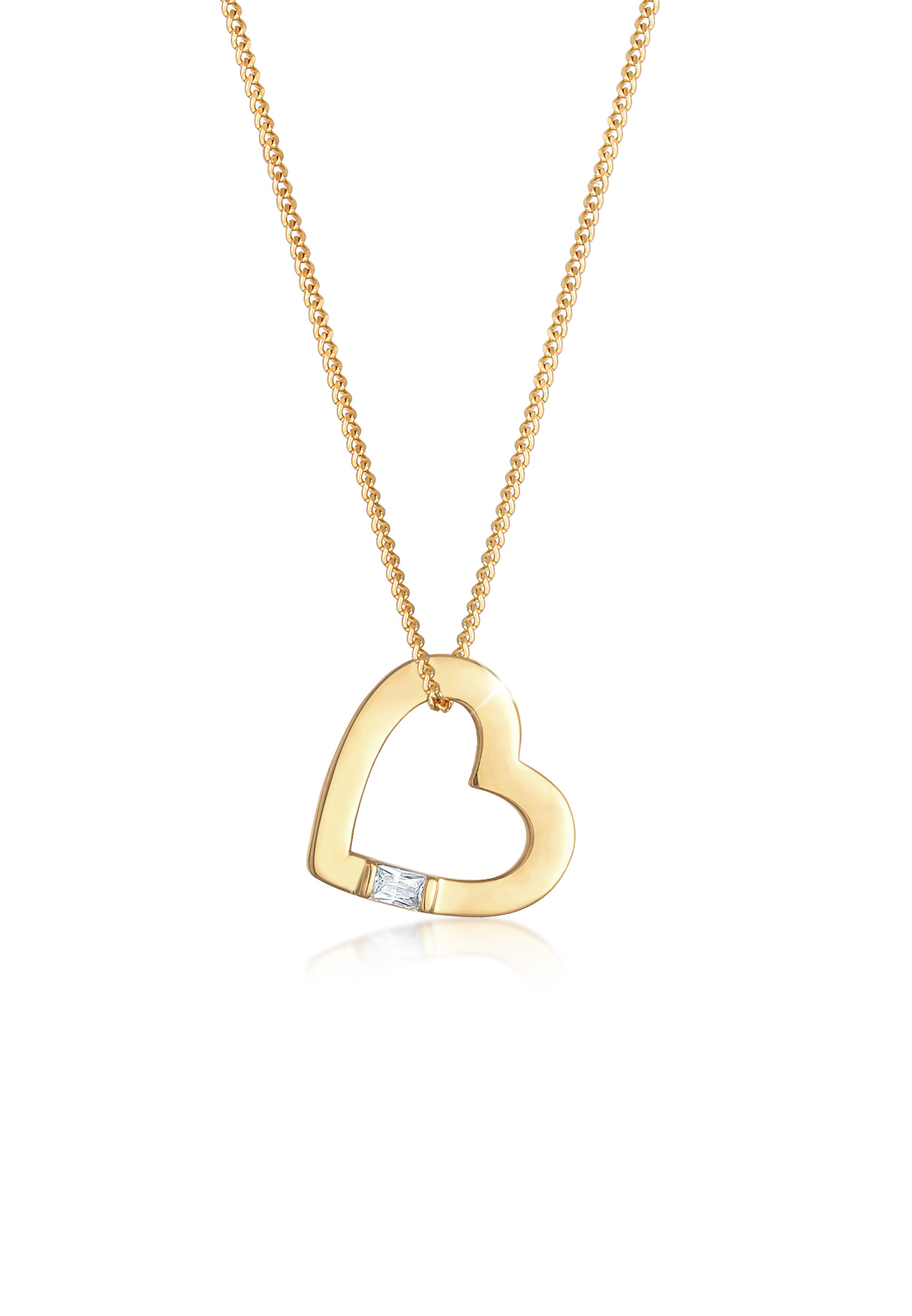 Halskette Herz | Zirkonia ( Weiß ) | 925er Sterling Silber