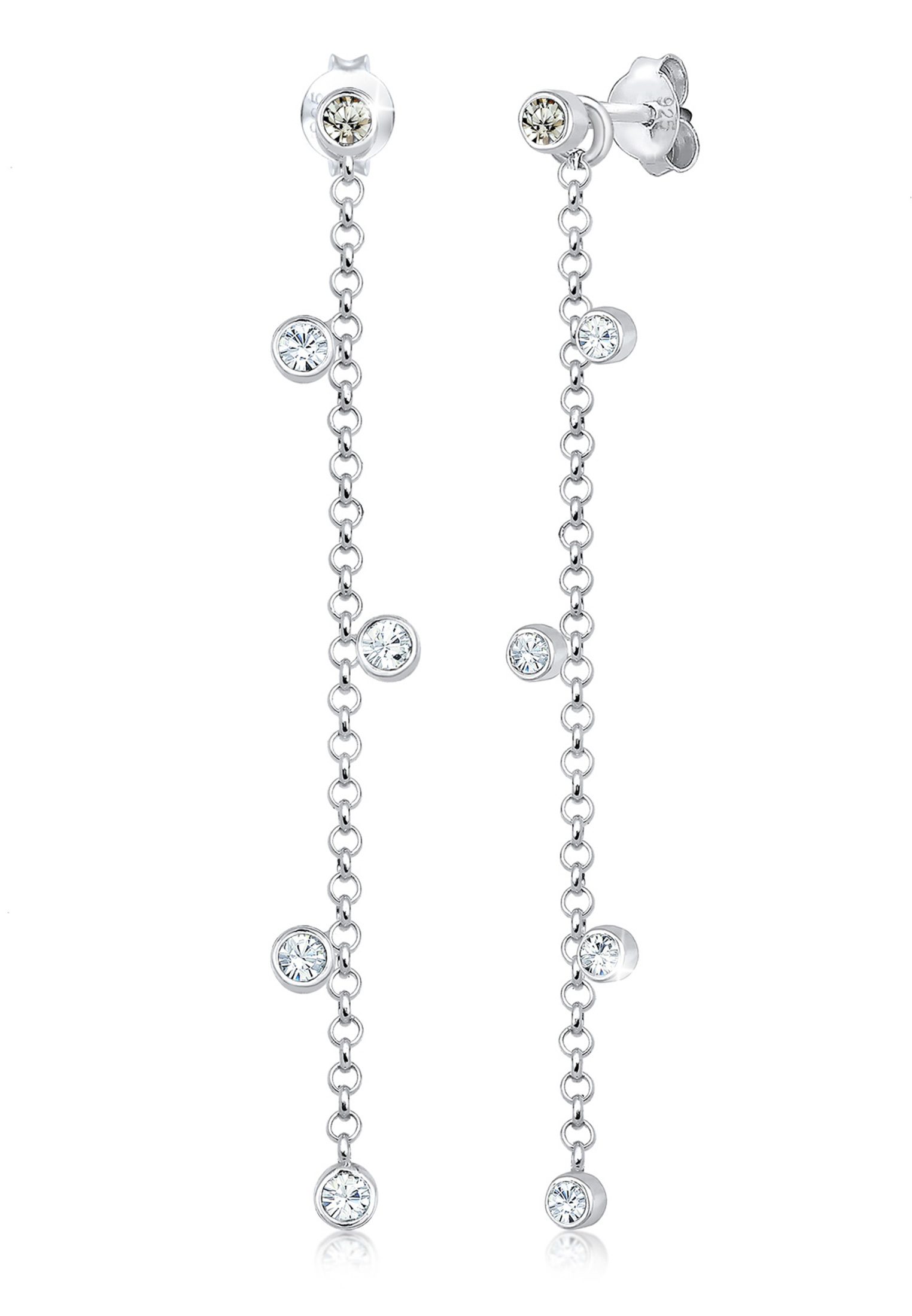 Ohrhänger Ear Chain | Kristall (Weiß) | 925er Sterling Silber