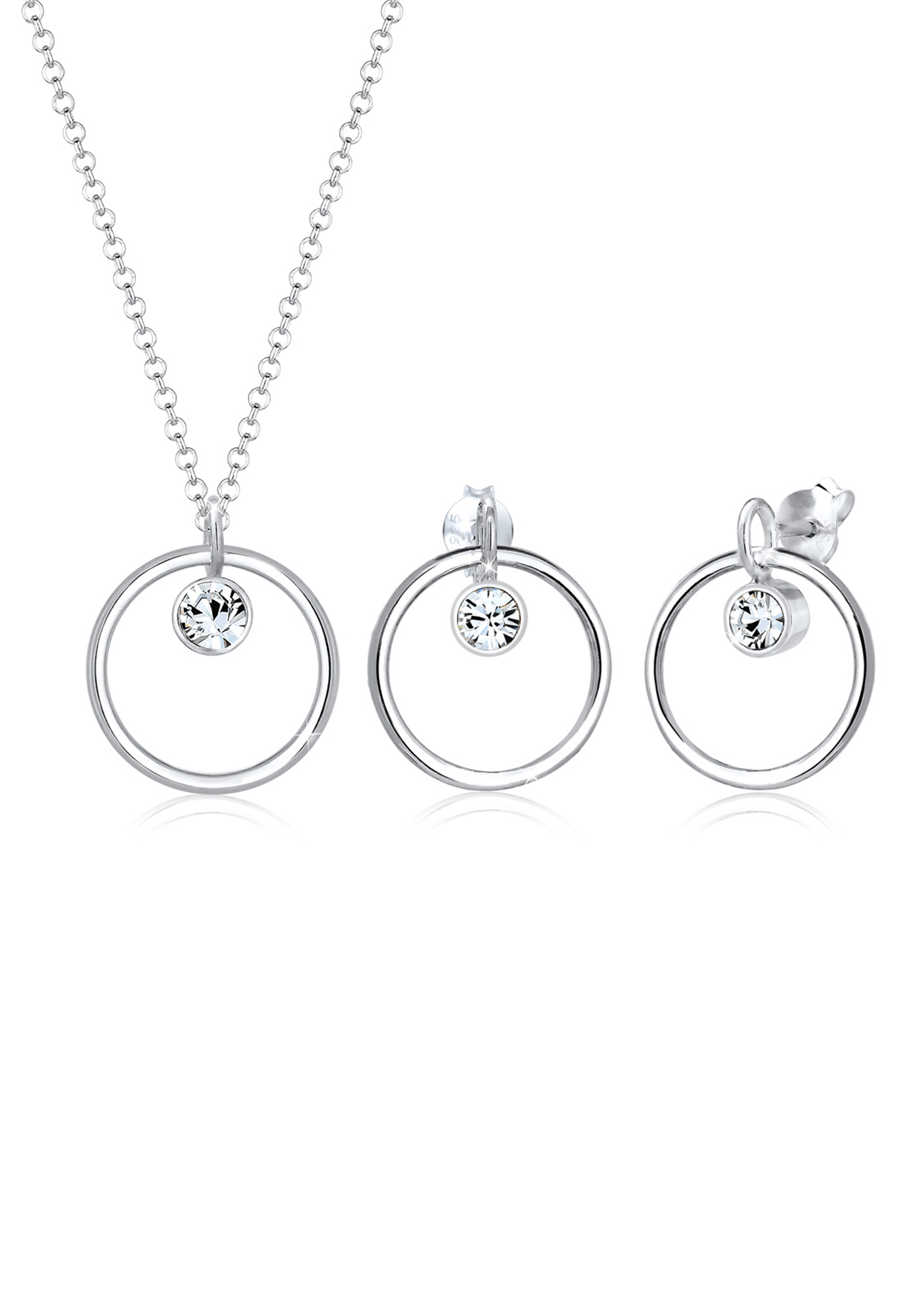 Schmuckset Geo | Kristall ( Weiß ) | 925er Sterling Silber