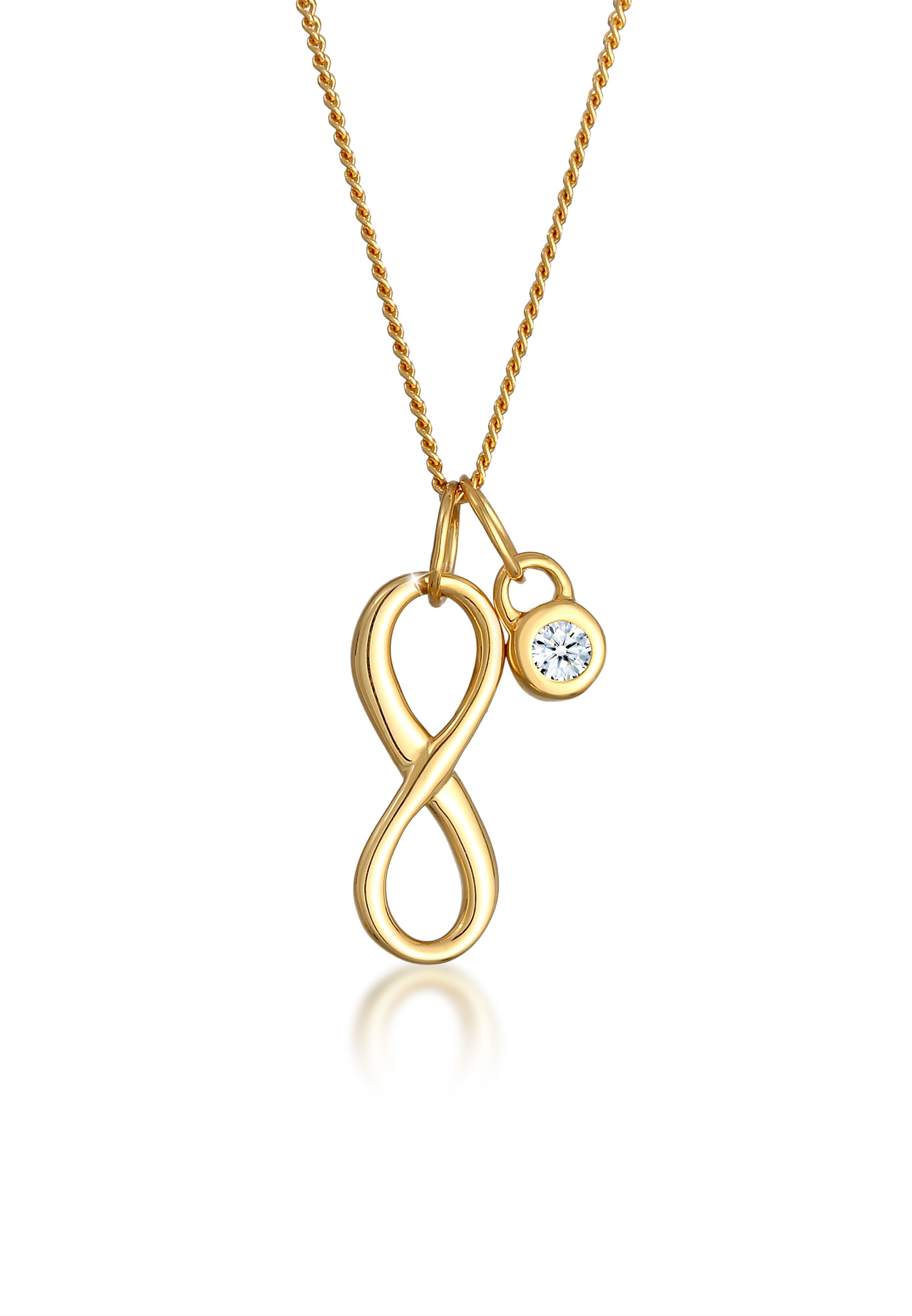 Halskette Infinity | Diamant ( Weiß, 0,03 ct ) | 585 Gelbgold