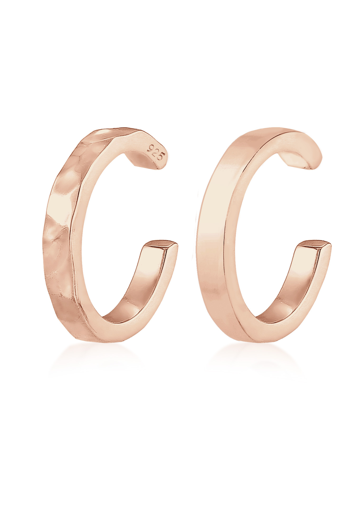Earcuff 2er Set glänzend & gehämmert | 925er Sterling Silber