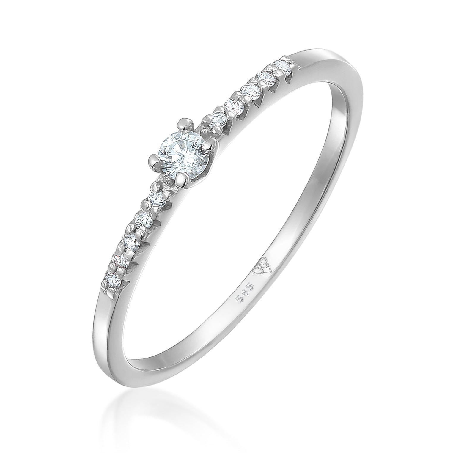 Verlobungsring | Diamant ( 0,11 | ct | GRACE | | & | JULIE ) Weiß, Weißgold | Damen Verlobungsringe Ringe 585