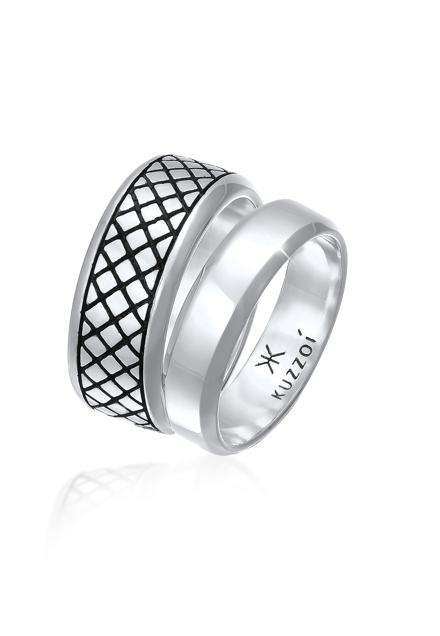 Bandring 2er Set Struktur | 925er Sterling Silber