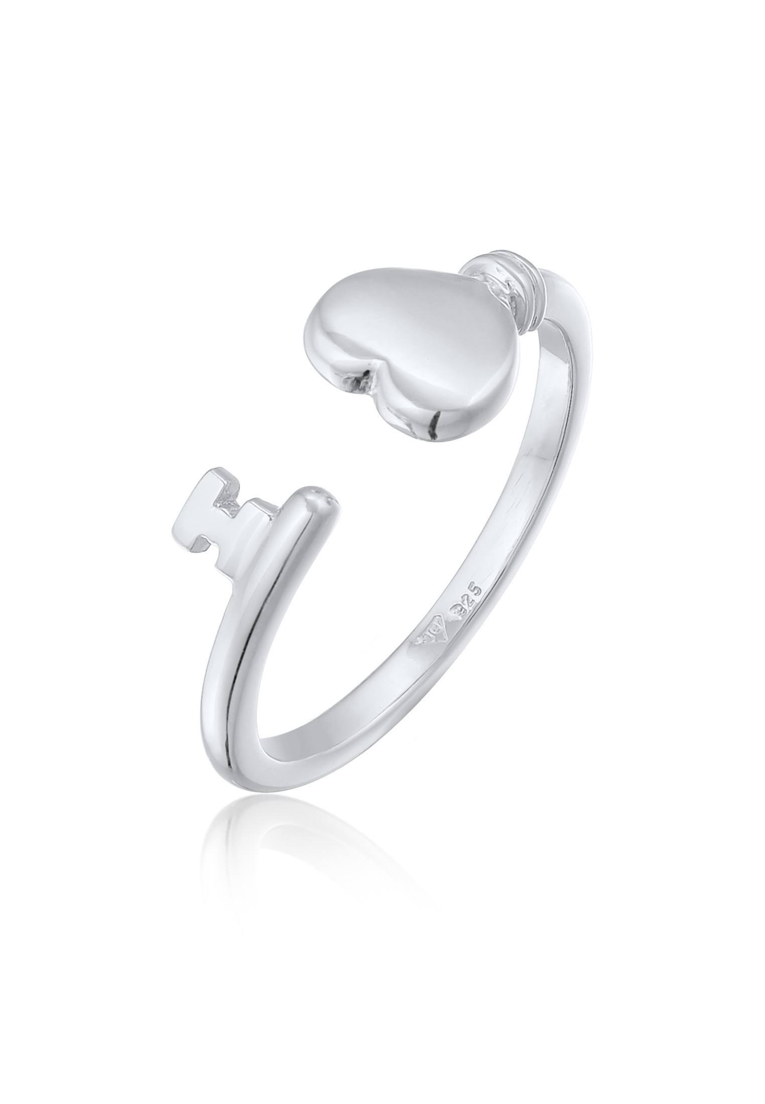 Ring Herz Schlüssel Offen | 925er Sterling Silber