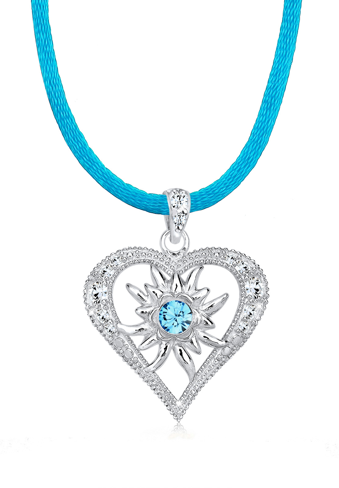 Glieder-Halskette Herz | Kristall ( Rosa ) | 925er Sterling Silber