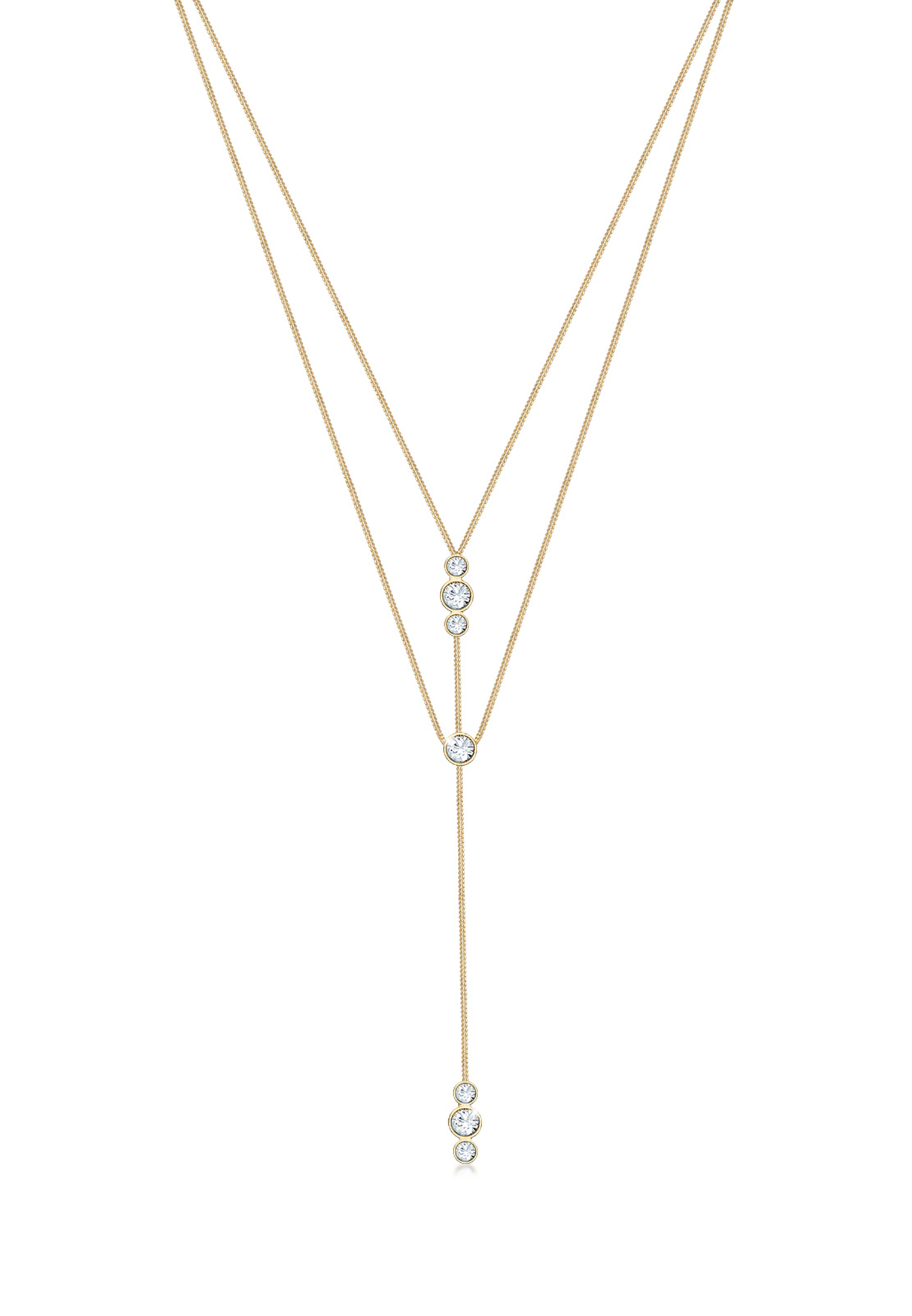 Layer-Halskette | Kristall ( Weiß ) | 925er Sterling Silber