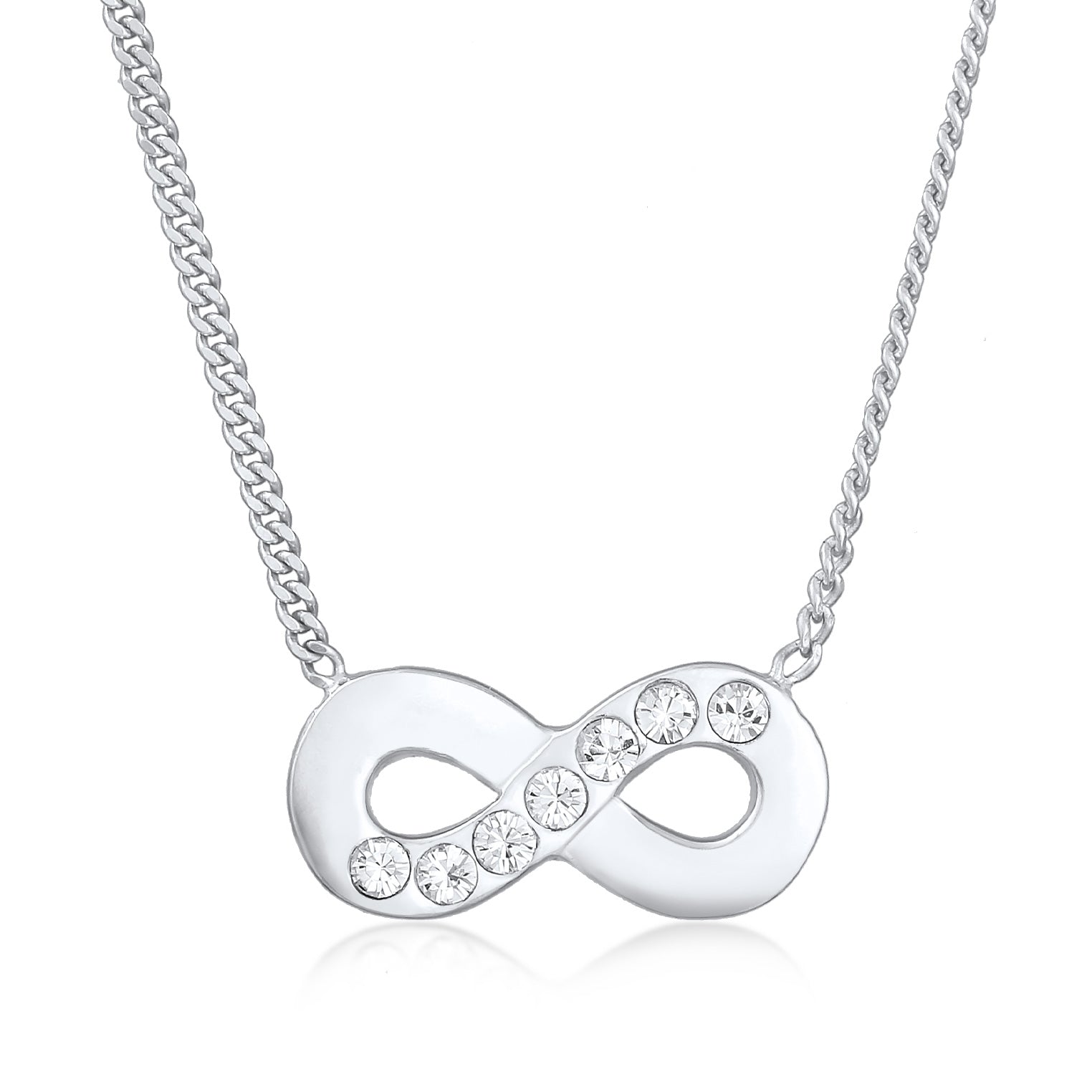 Halskette Infinity Anhänger | Kristalle (Weiß) | 925er Sterling Silber