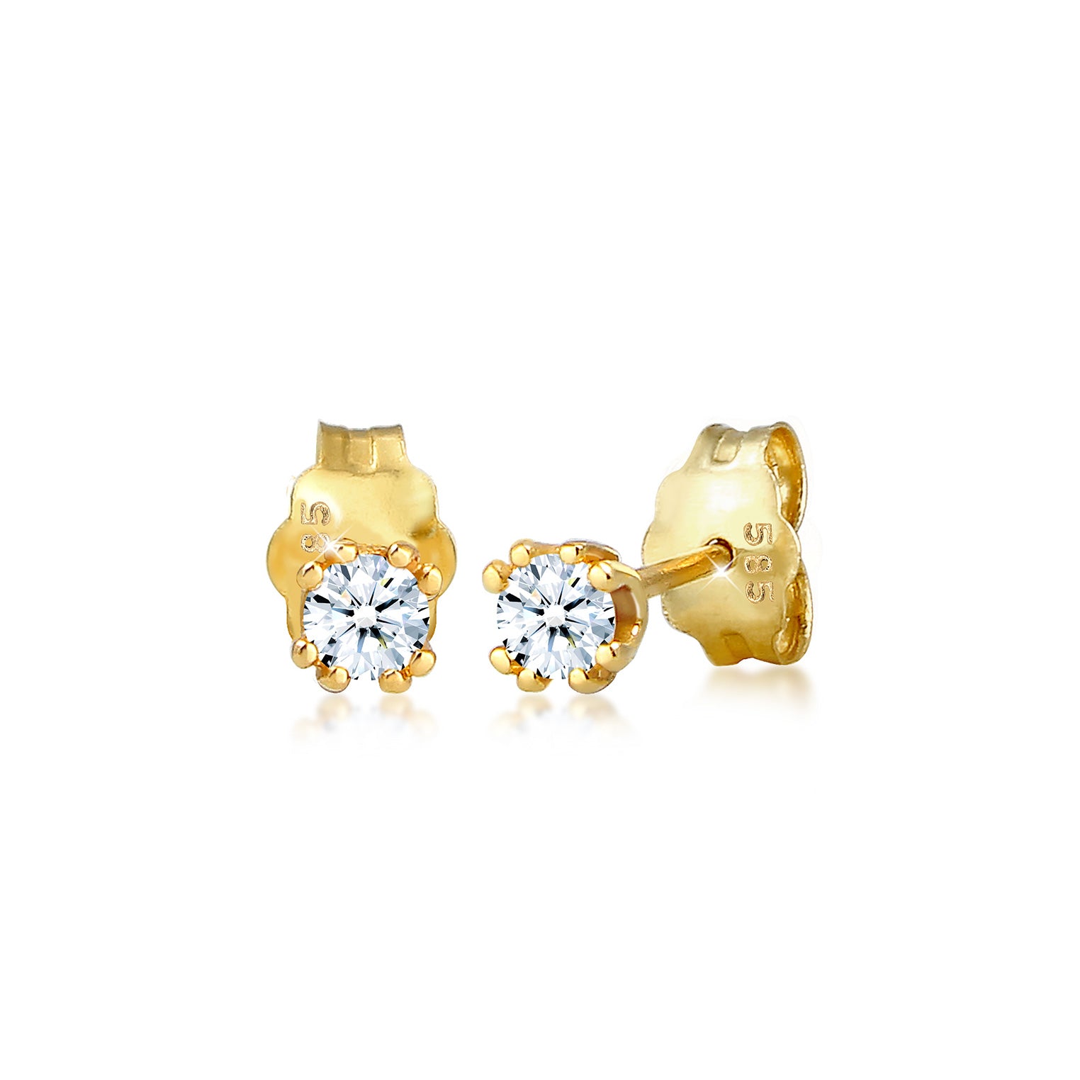Solitär-Ohrring | Diamant ( Weiß, 0,06 ct ) | 585 Gelbgold