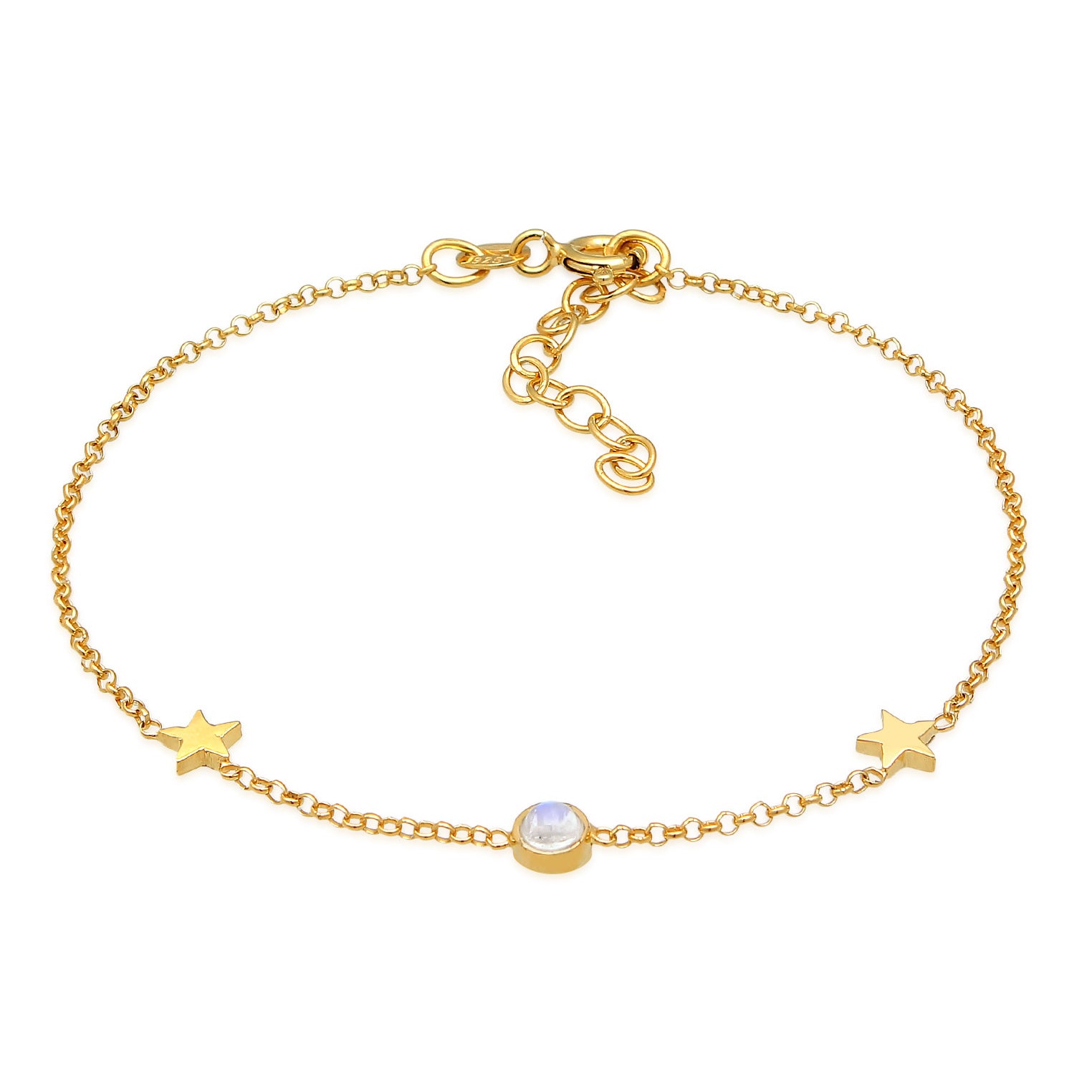 Armband Sterne Astro | Mondstein (Weiß) | 925er Sterling Silber Vergoldet