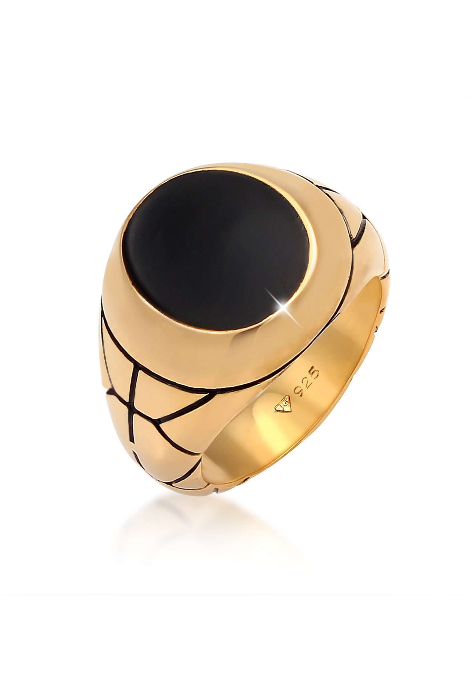Siegelring | Emaille (schwarz) | 925er Sterling Silber