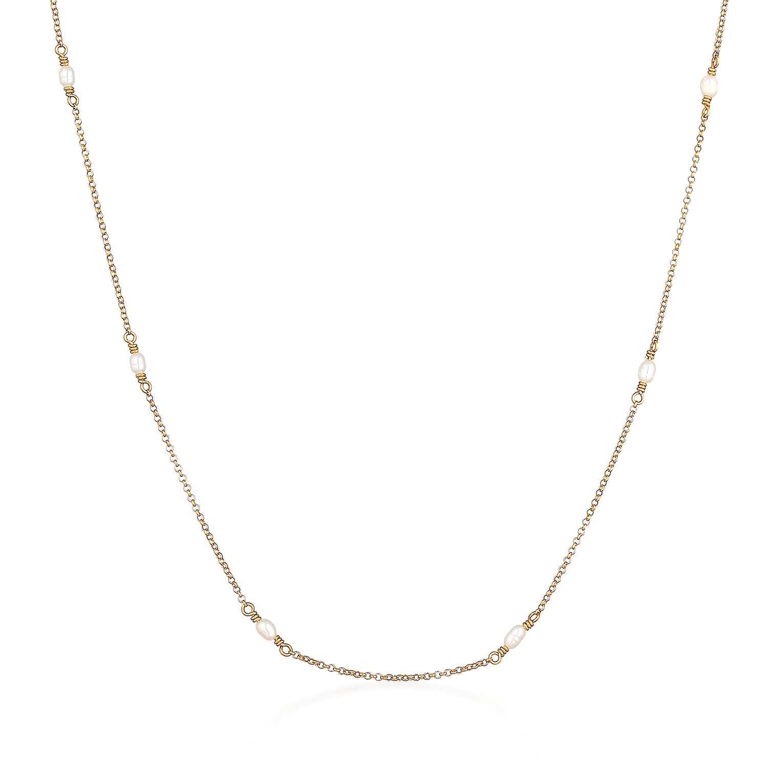 Halskette Basic | Süßwasserzuchtperlen | 925er Sterling Silber vergoldet