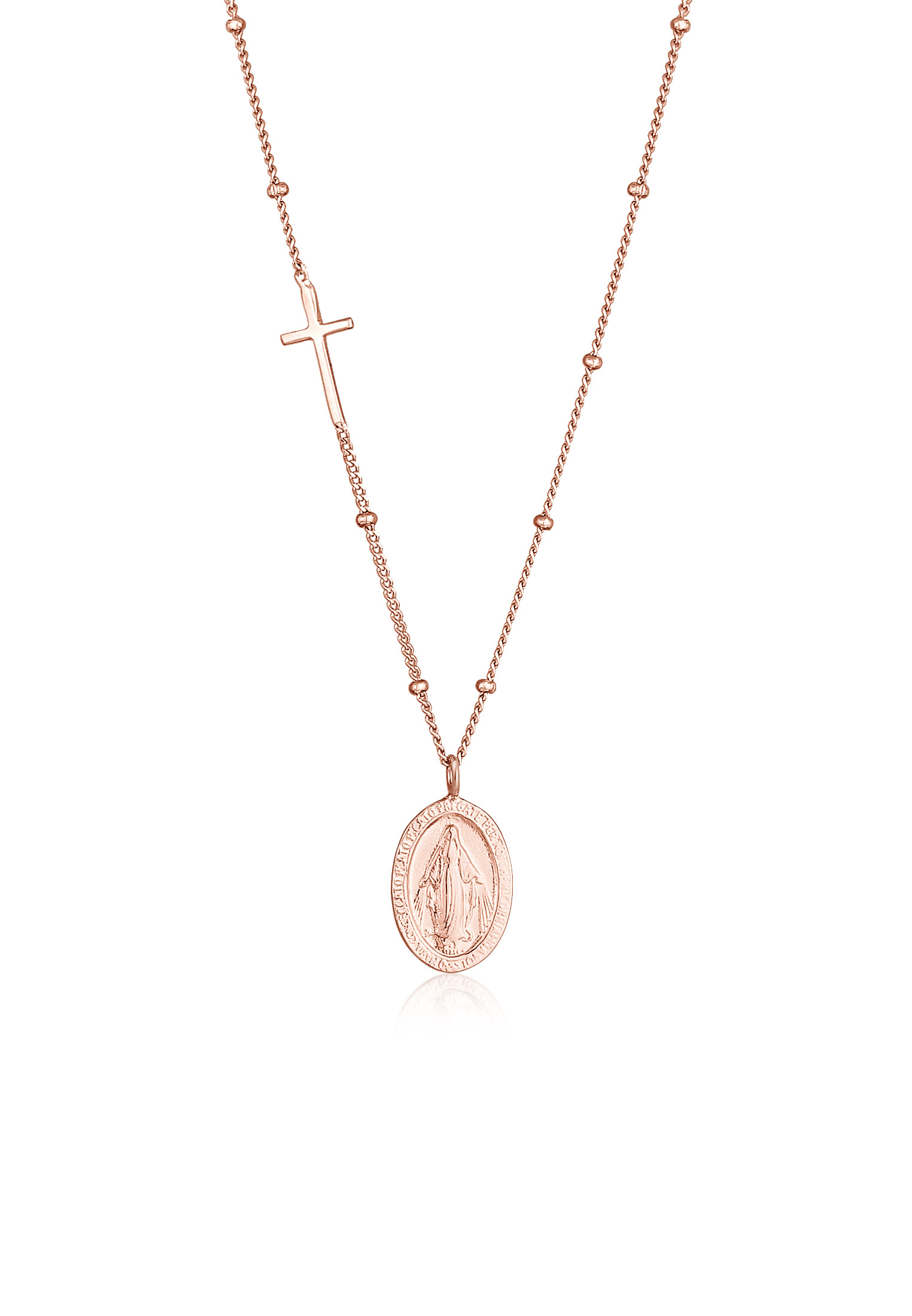 Halskette Kreuz & Marienbild | 925er Sterling Silber