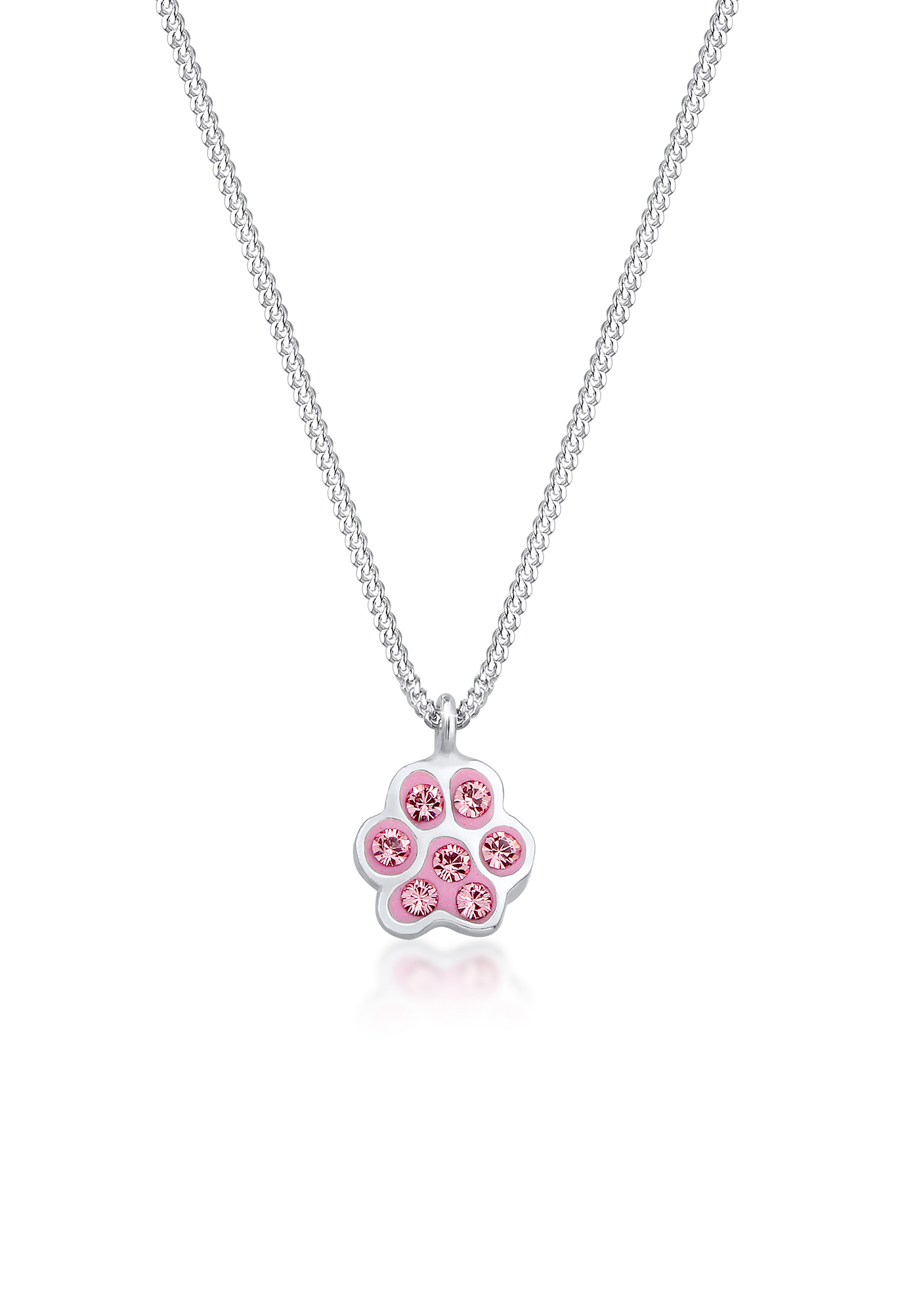 Halskette Pfote | Kristall ( Rosa ) | 925er Sterling Silber