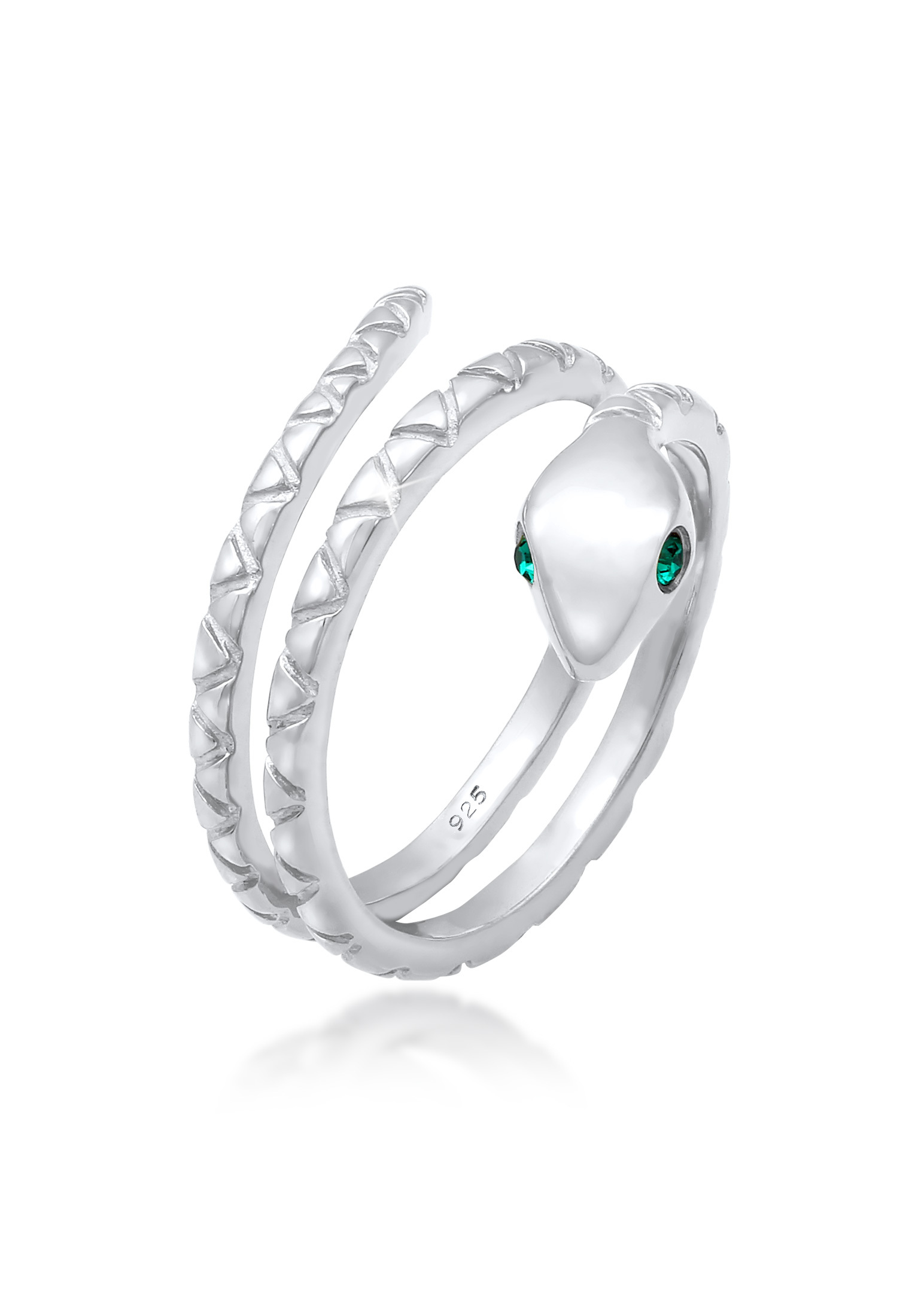 Pinky Ring Schlange | Kristall (Grün) | 925 Sterling Silber