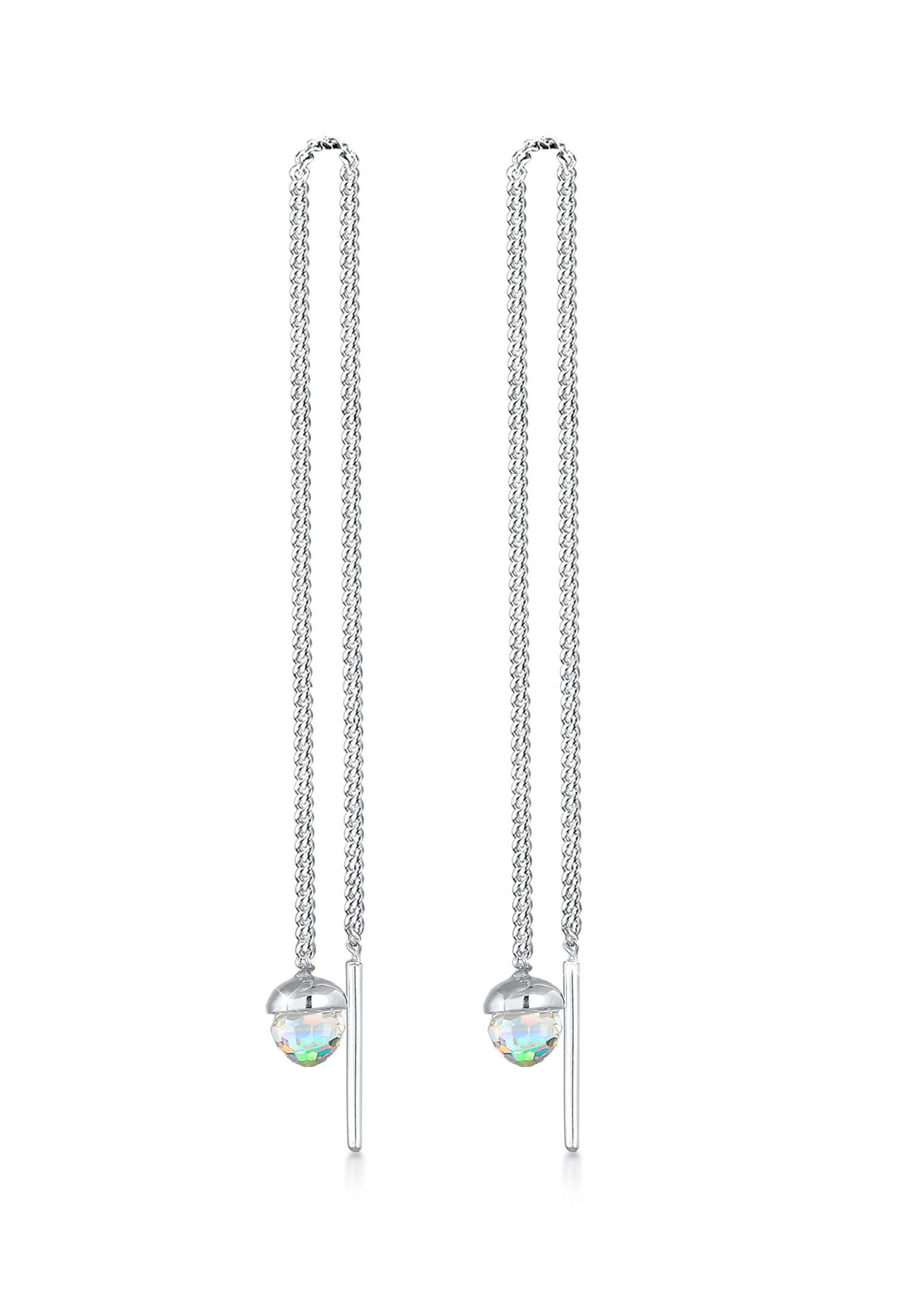 Ohrhänger Ear Chain | Kristall ( Weiß ) | 925er Sterling Silber