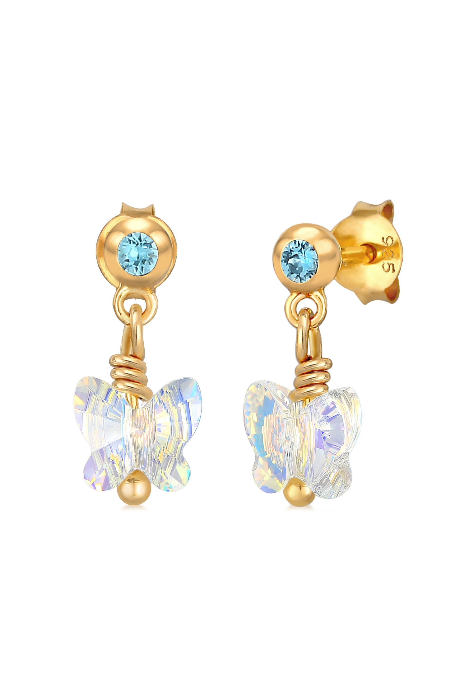 Ohrring Schmetterling | Kristall ( Weiß ) | 925er Sterling Silber