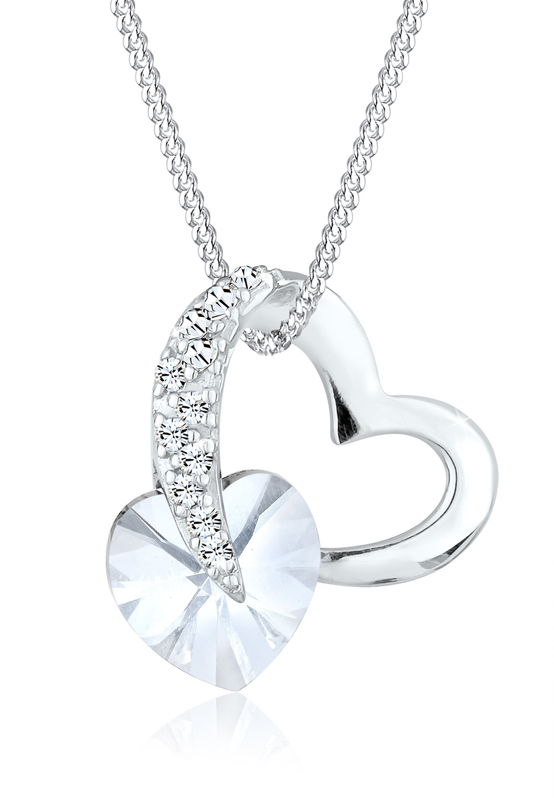 Halskette Herz | Kristall ( Weiß ) | 925er Sterling Silber