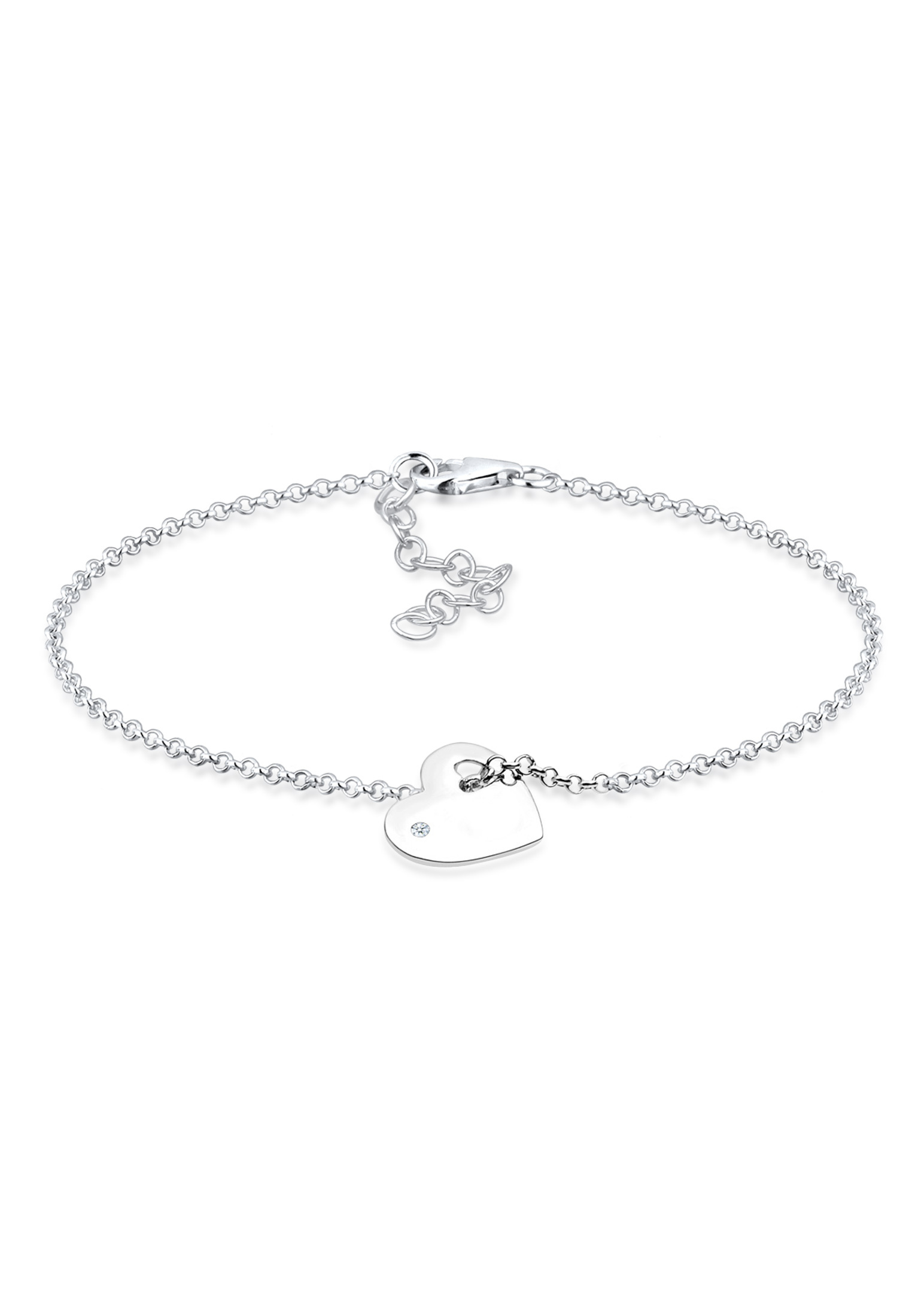 Armband Herz | Diamant ( Weiß, 0,015 ct ) | 925er Sterling Silber