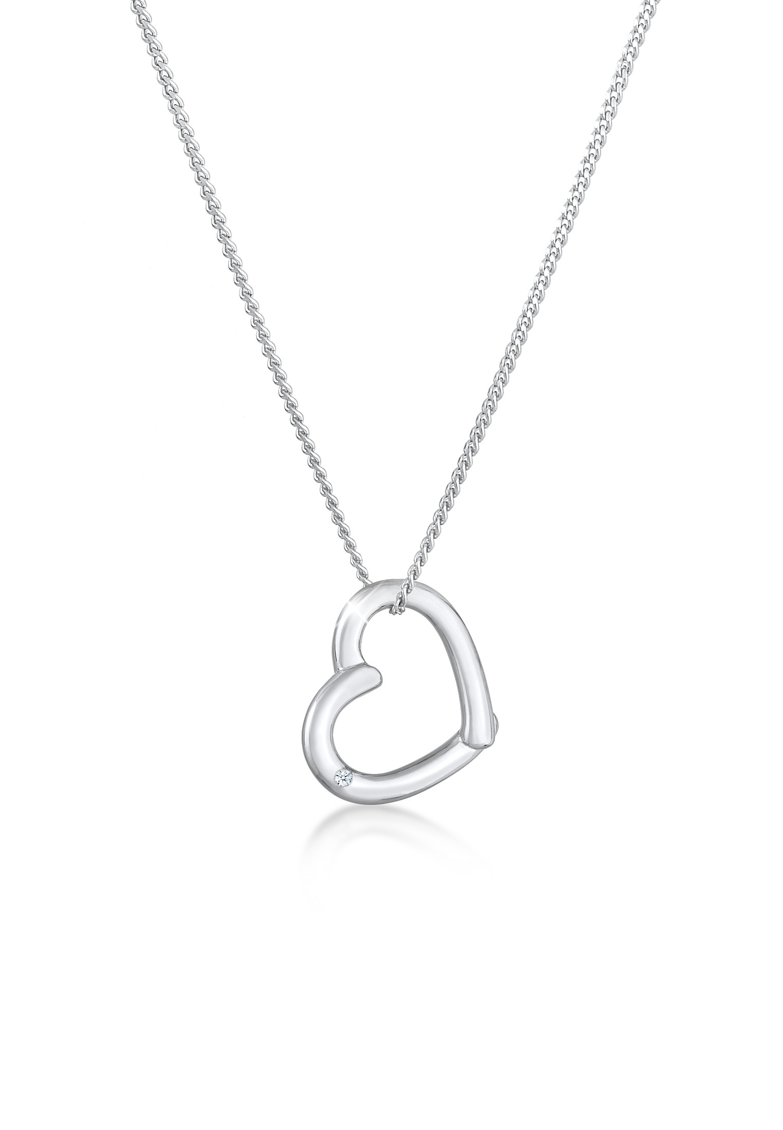 Halskette Herz | Diamant ( Weiß, 0,015 ct ) | 925er Sterling Silber