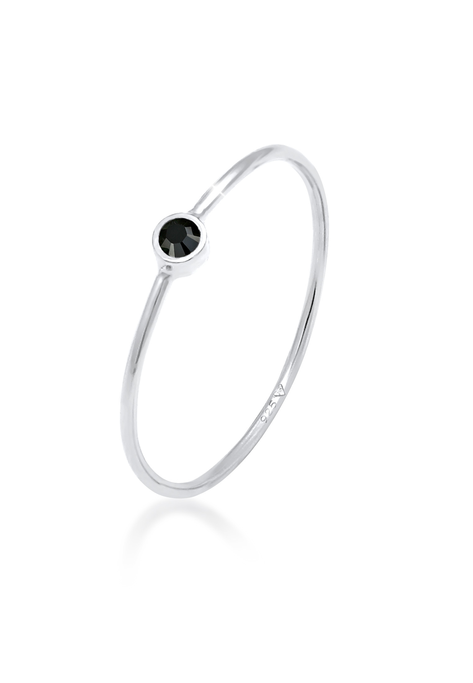 Solitär-Ring | Kristall ( Schwarz ) | 925er Sterling Silber