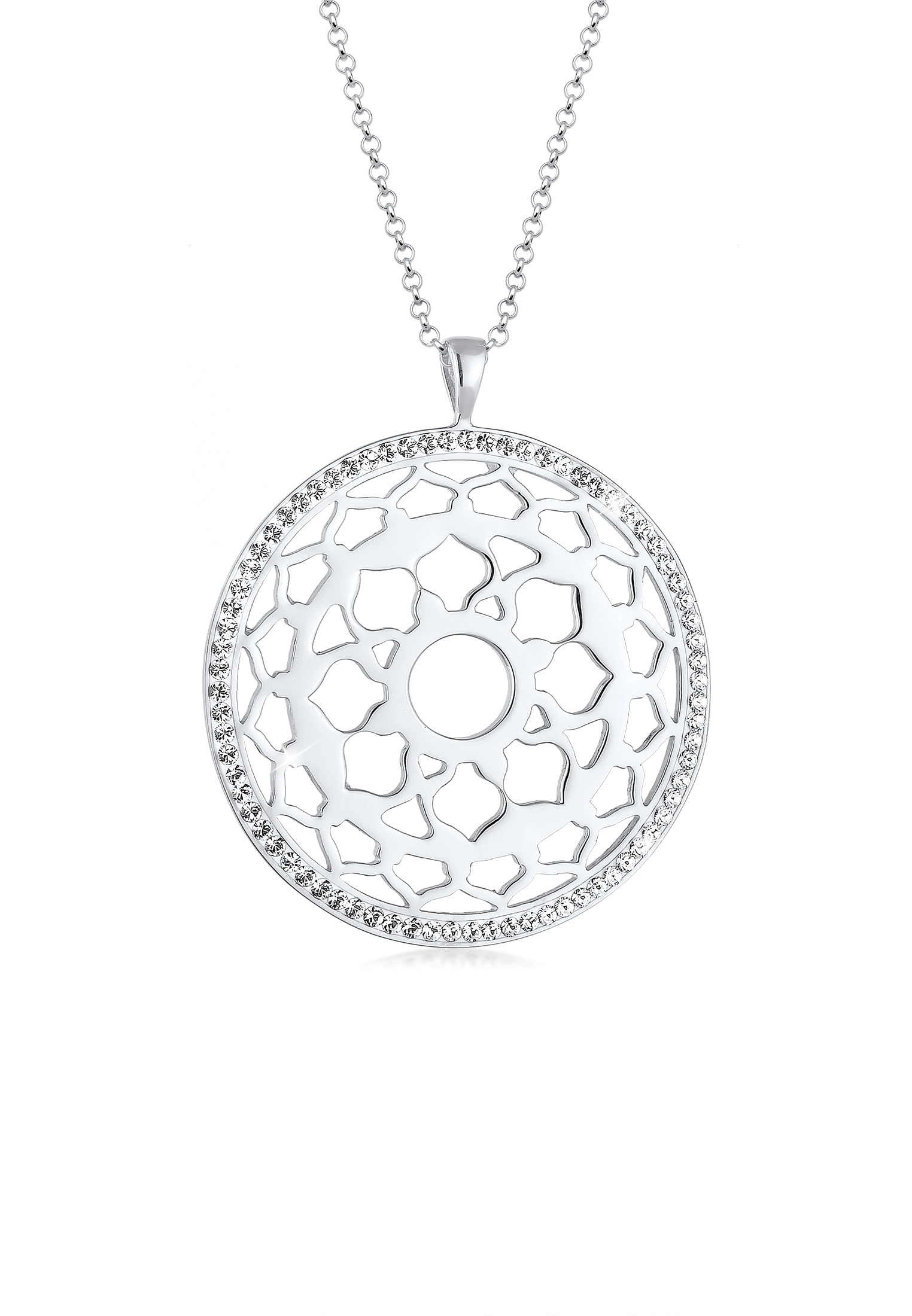 Lange Halskette Chakra | Kristall ( Weiß ) | 925er Sterling Silber