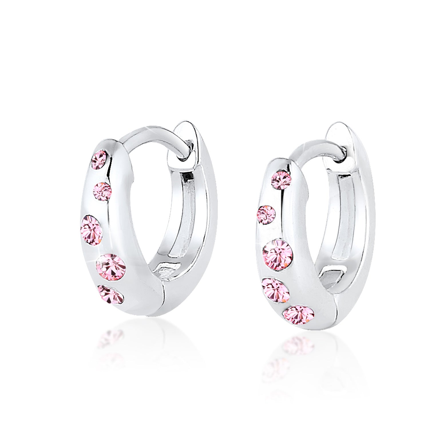 Ohrring Blume | Kristall ( Rosa ) | 925er Sterling Silber
