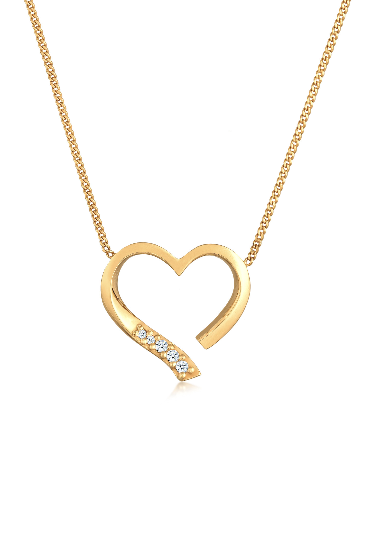 Halskette Herz | Diamant (Weiß, 0,055 ct.) | 925er Sterling Silber