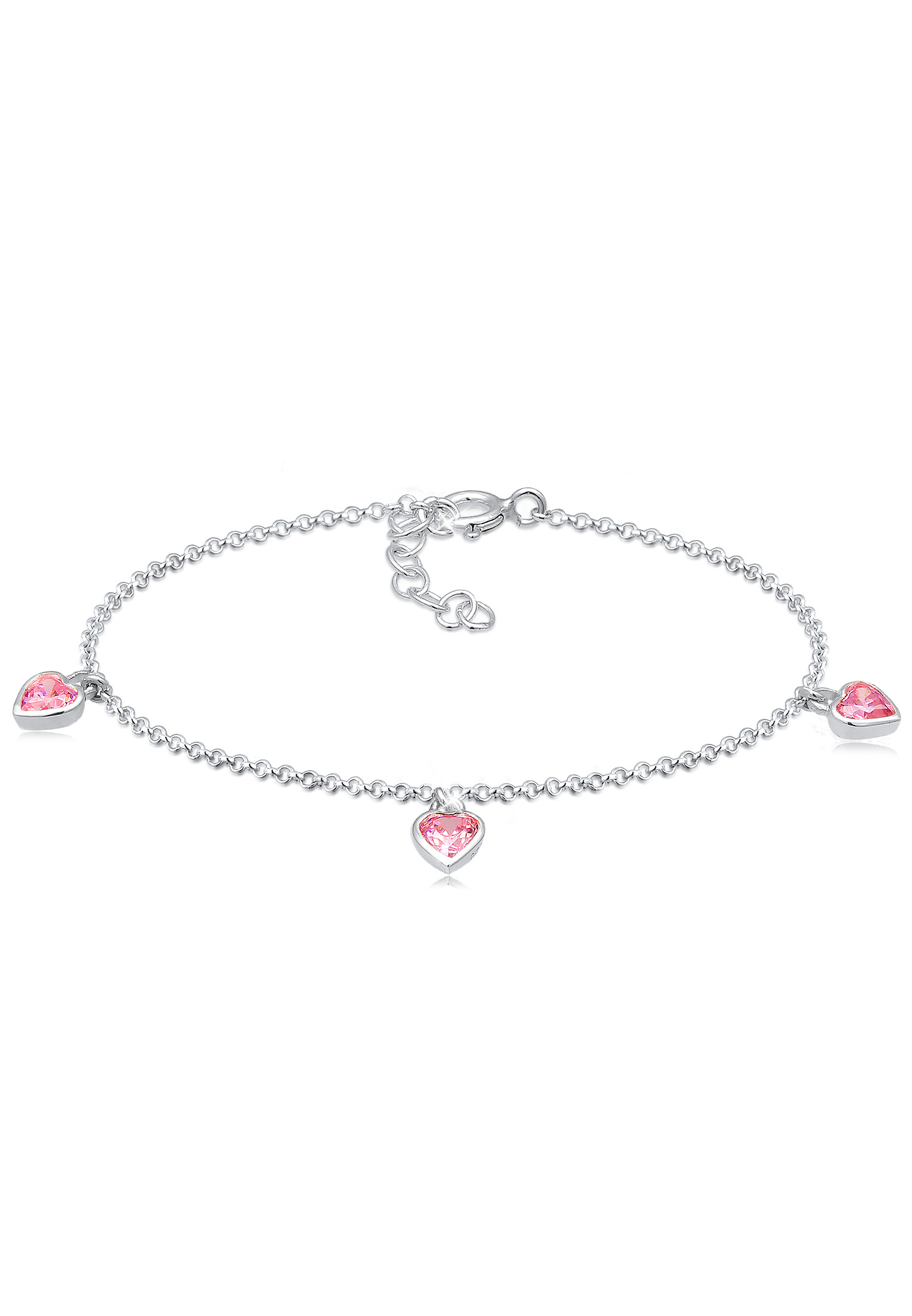 Armband Herz | Zirkonia ( Pink ) | 925er Sterling Silber