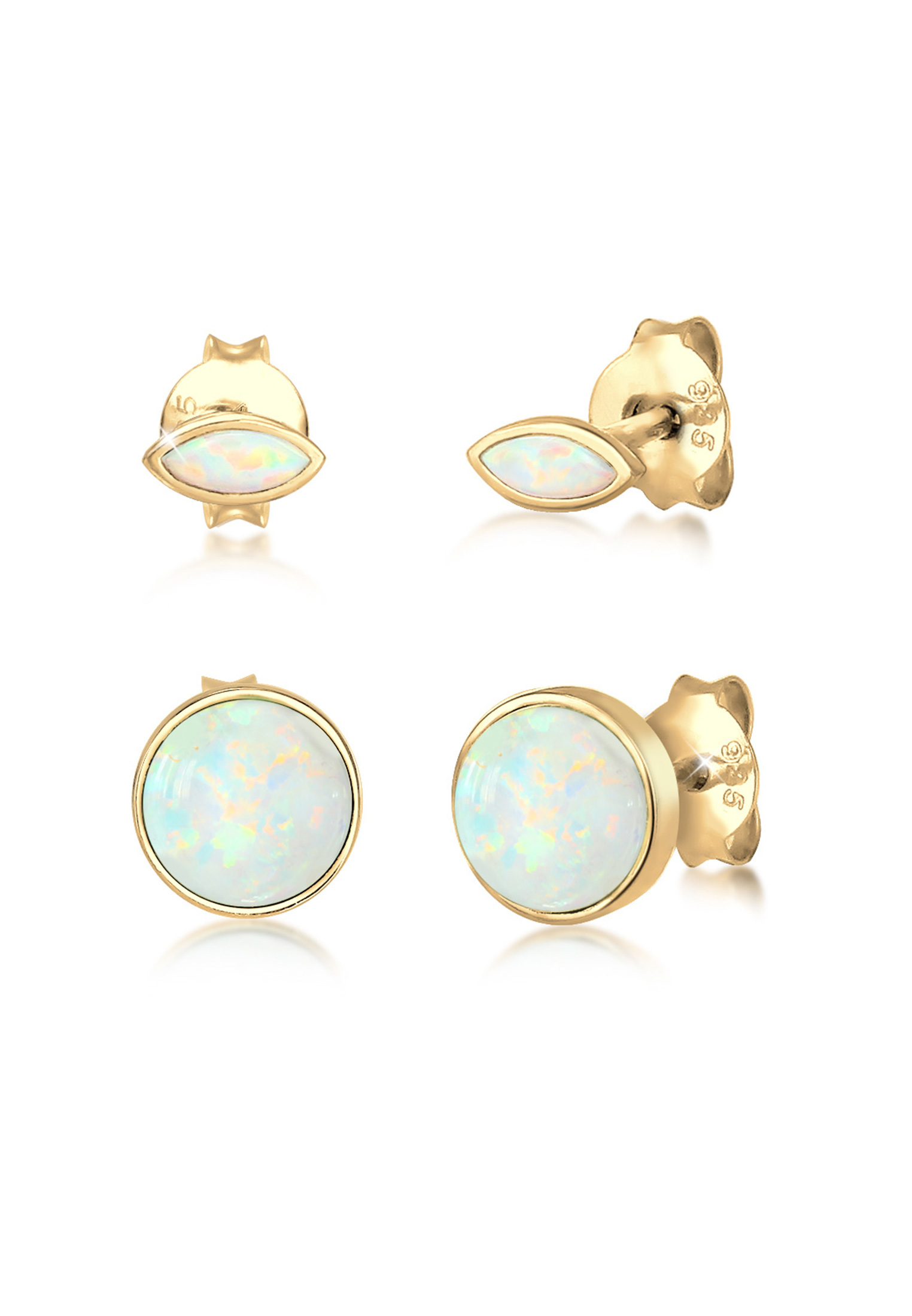 Ohrringset | Opal ( Weiß ) | 925 Sterling Silber vergoldet