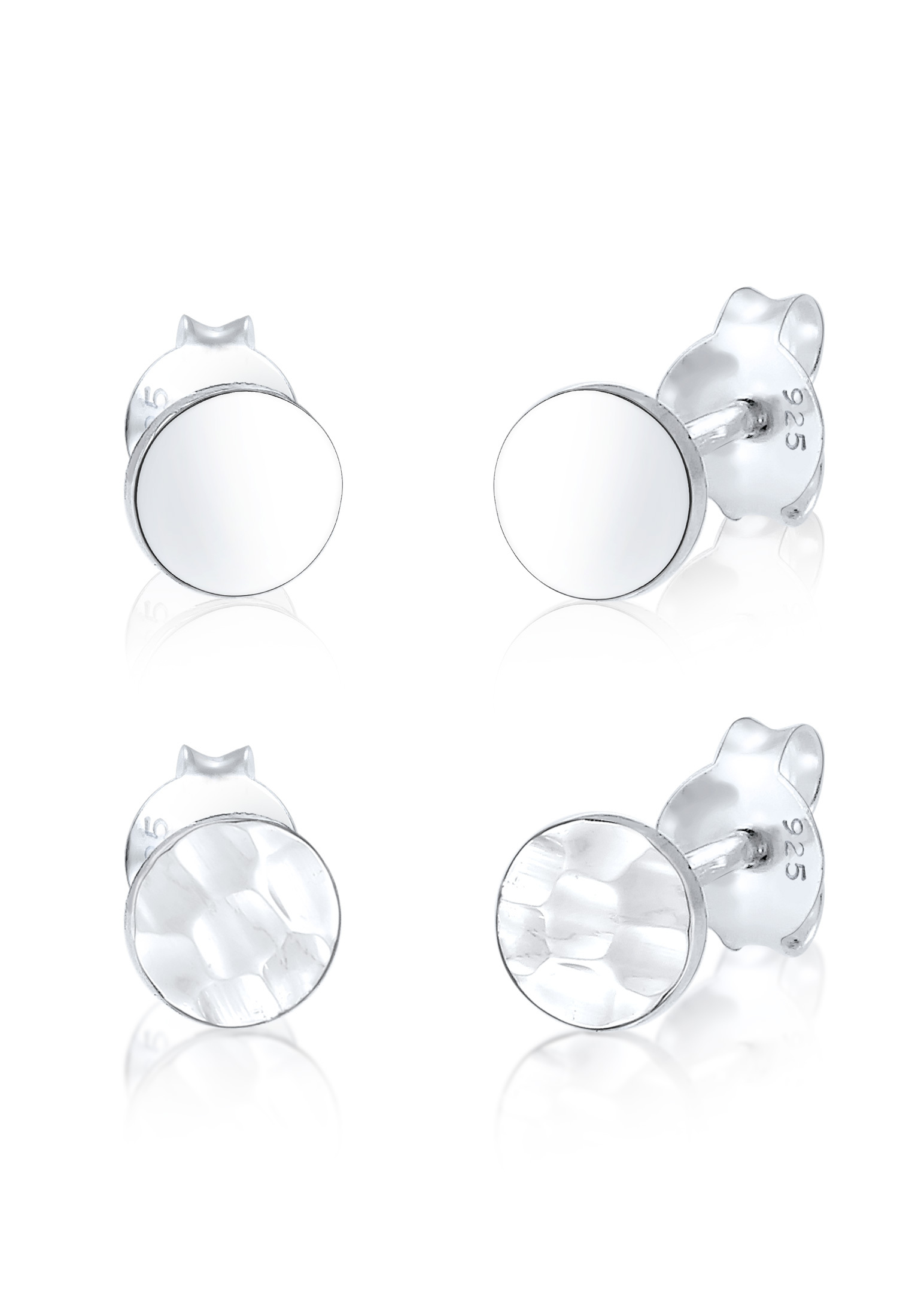 Ohrstecker Set Gehämmert & Glänzend | 925er Sterling Silber