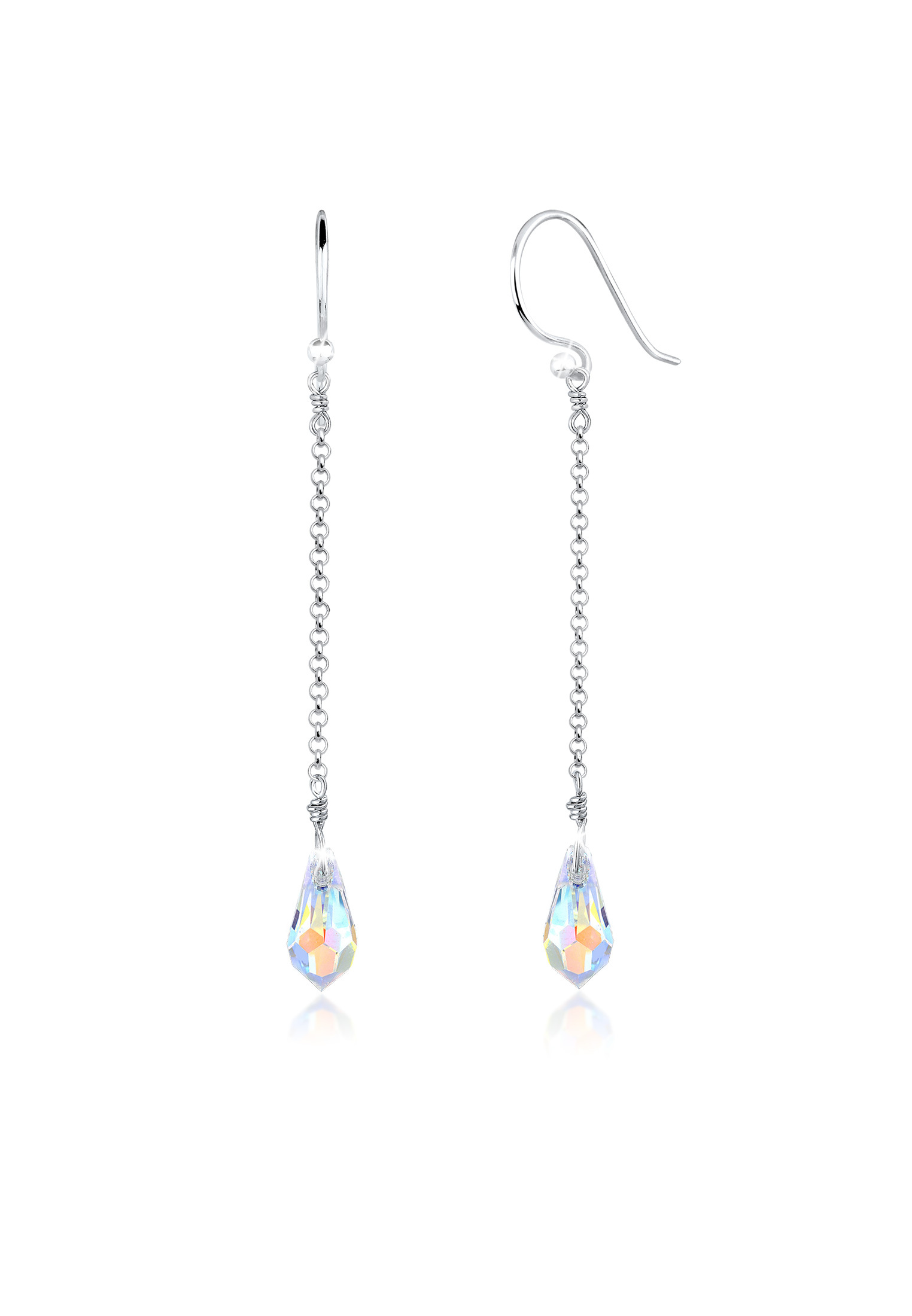 Ohrhänger Ear Chain | Kristall ( Weiß ) | 925er Sterling Silber