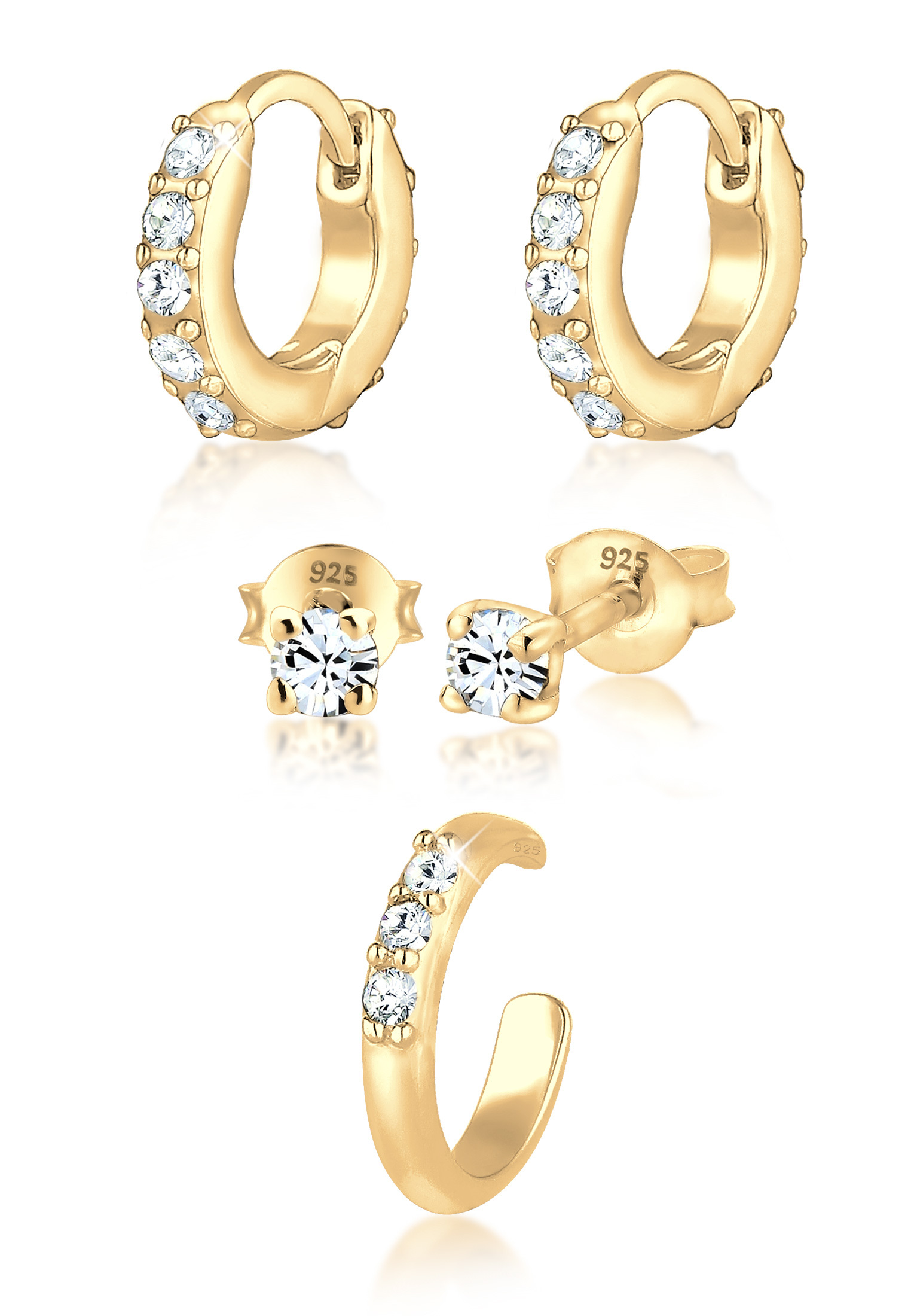Ohrringset | Kristall ( Weiß ) | 925er Sterling Silber