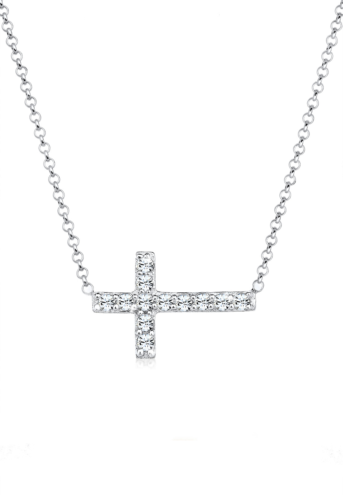 Choker Kreuz | Kristall ( Weiß ) | 925er Sterling Silber