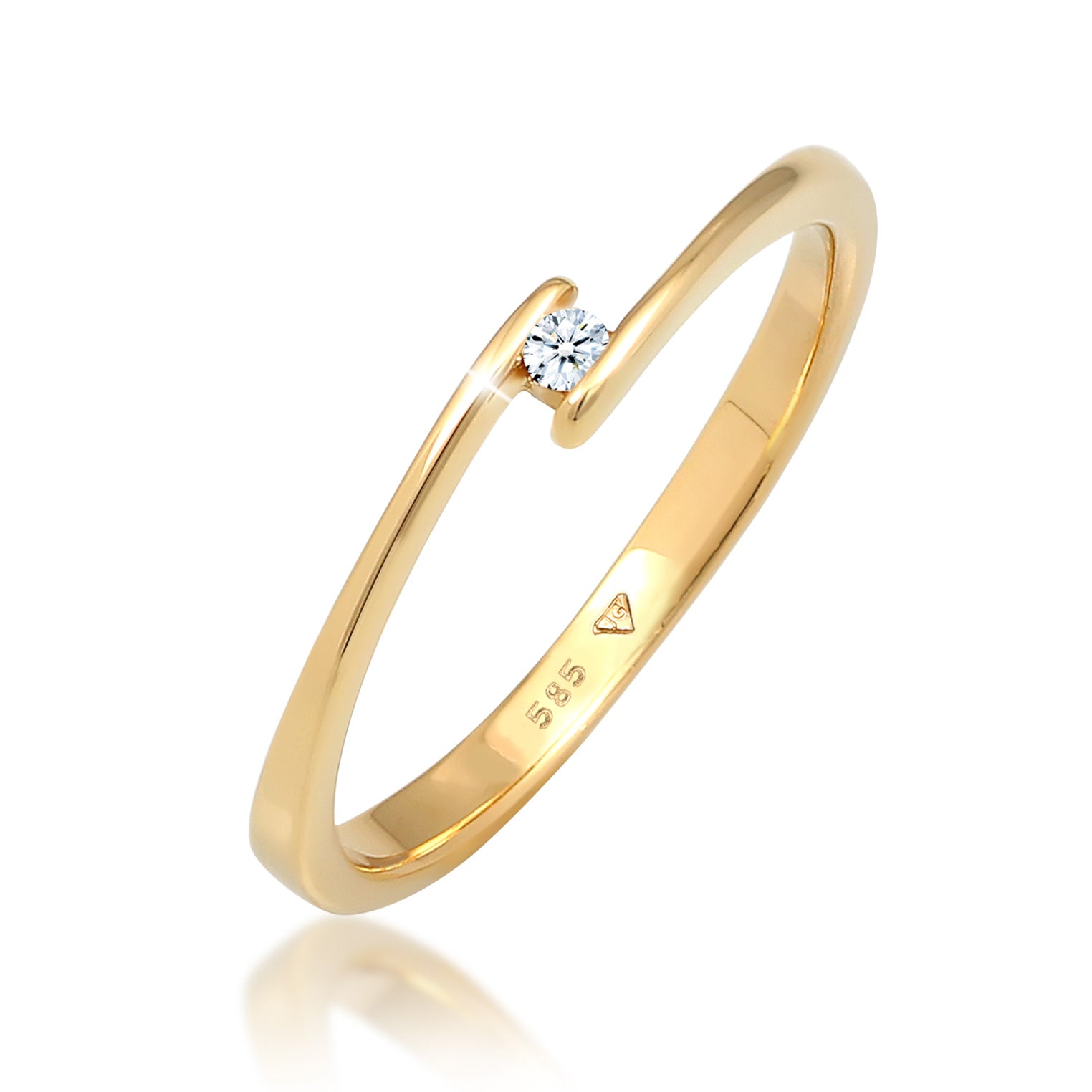 Solitär-Ring | Diamant ( Weiß, 0,03 ct ) | 585 Gelbgold