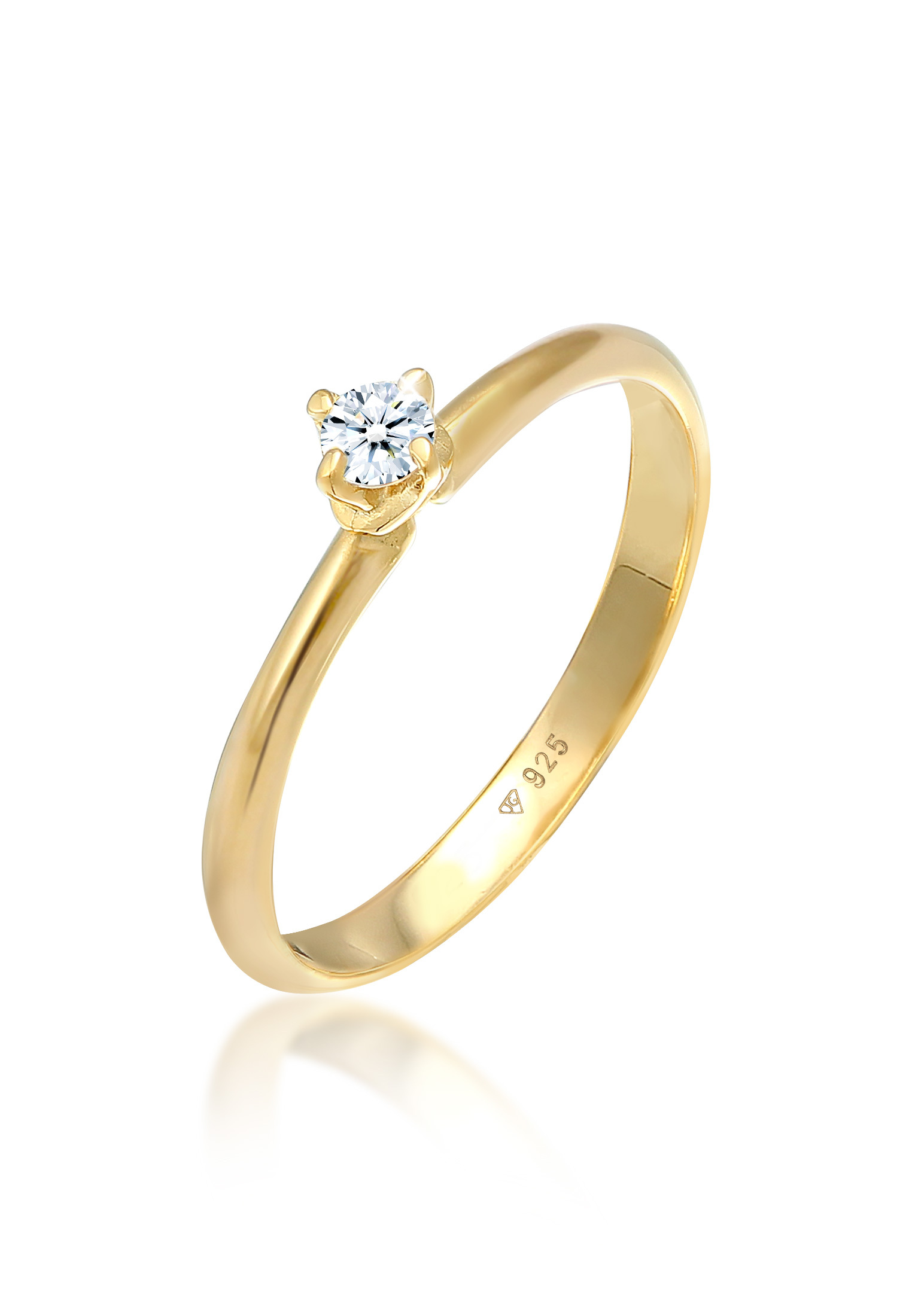 Verlobungsring Solitär Klassisch | Diamant (0.11 ct.) | 925er Sterling Silber