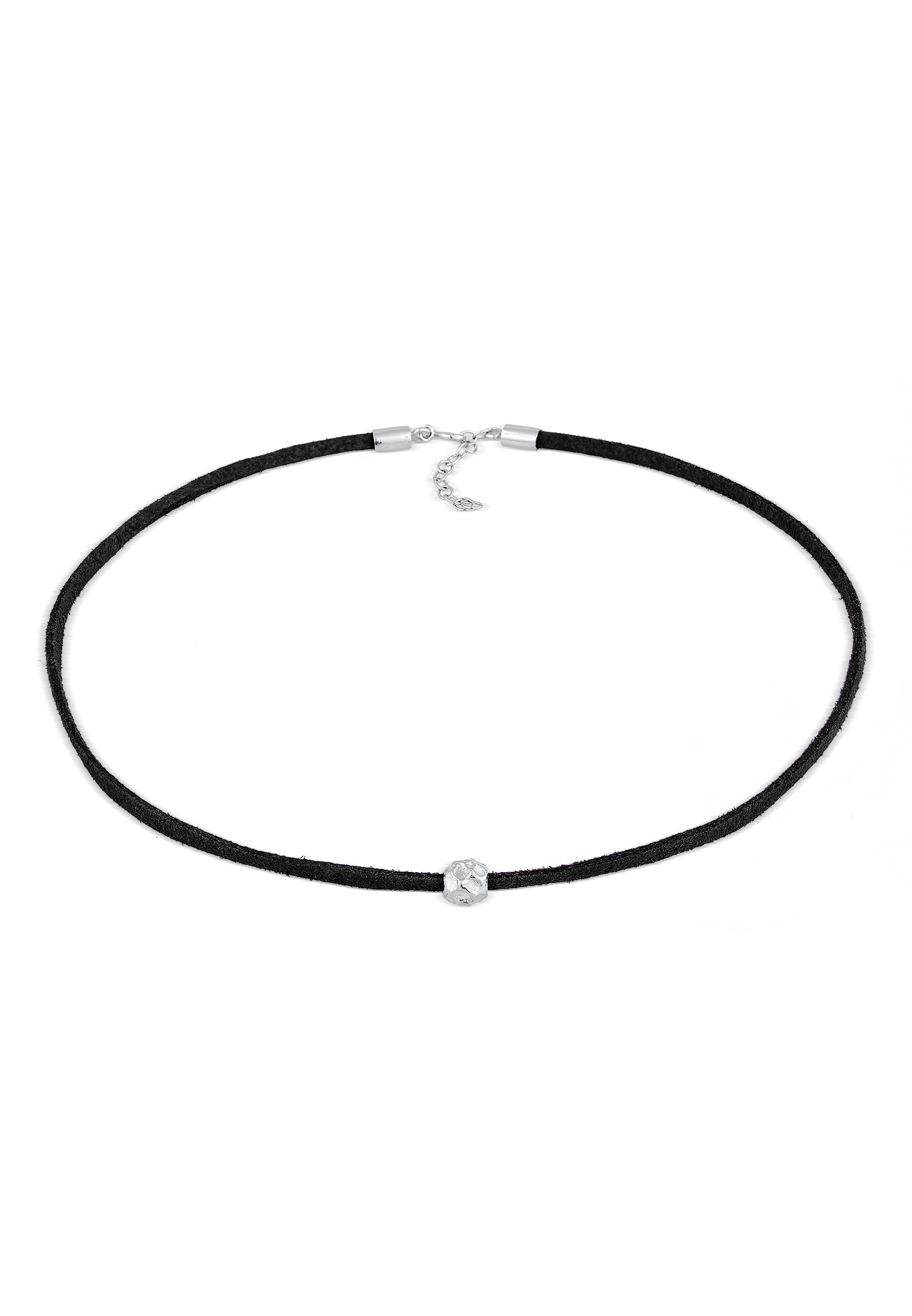 Choker Kugel | Kunstleder (Schwarz) | 925er Sterling Silber