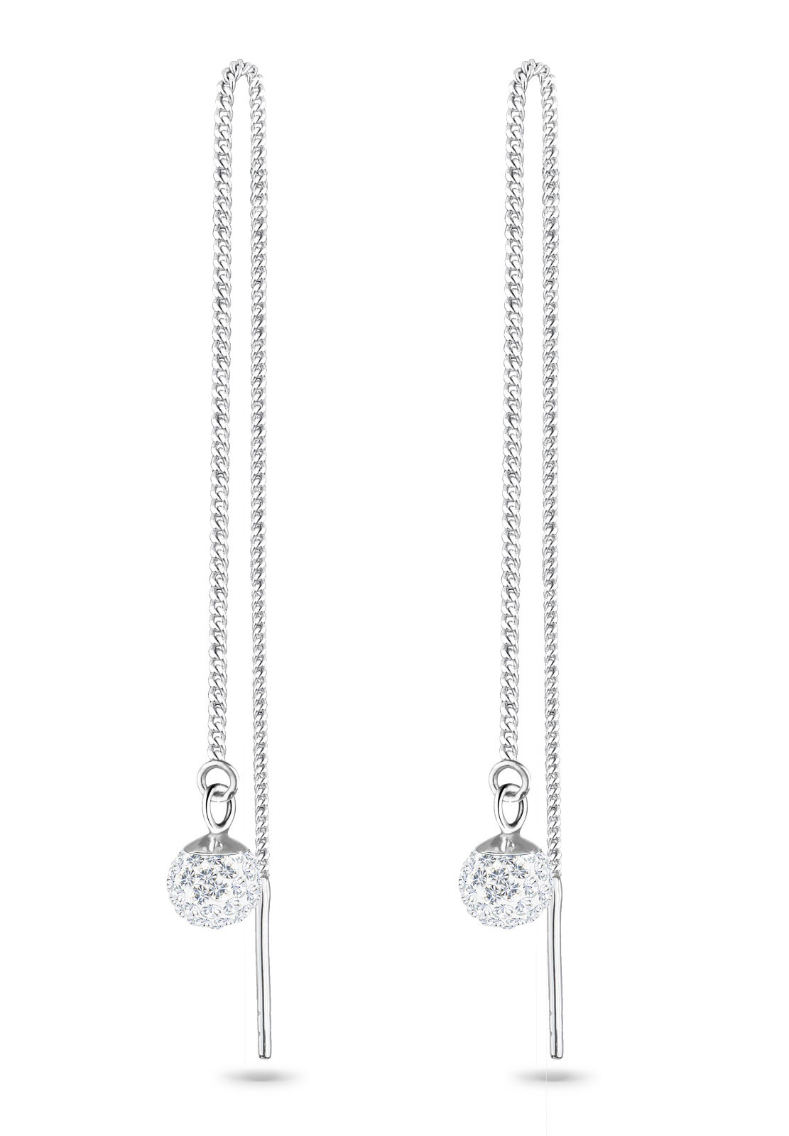 Ohrhänger Ear Chain | Kristall ( Weiß ) | 925er Sterling Silber